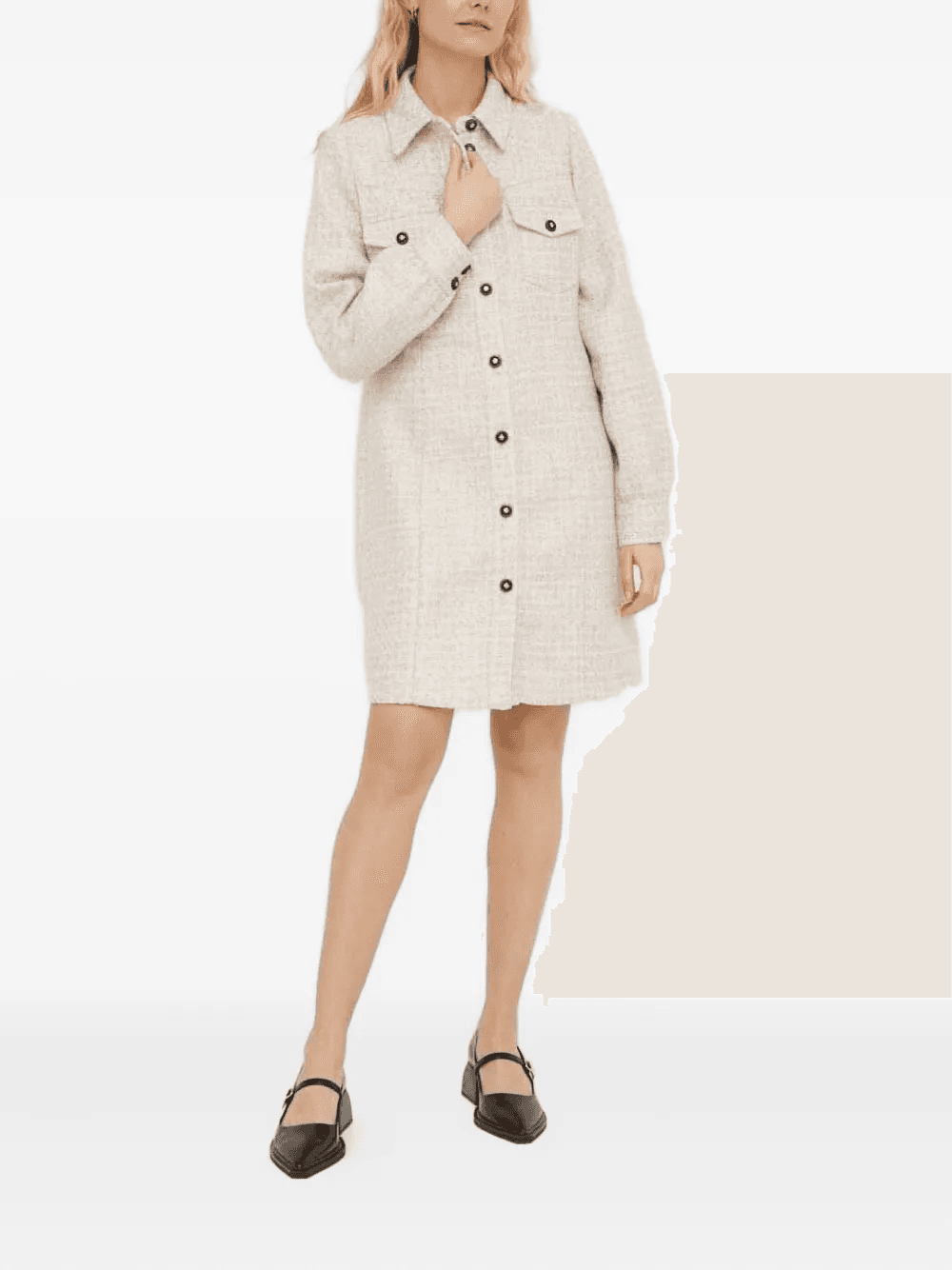 tweed mini shirt dress - Image 1