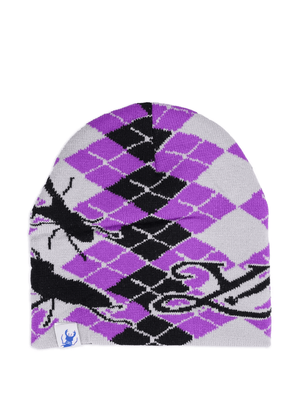 argyle-pattern beanie hat - Image 1