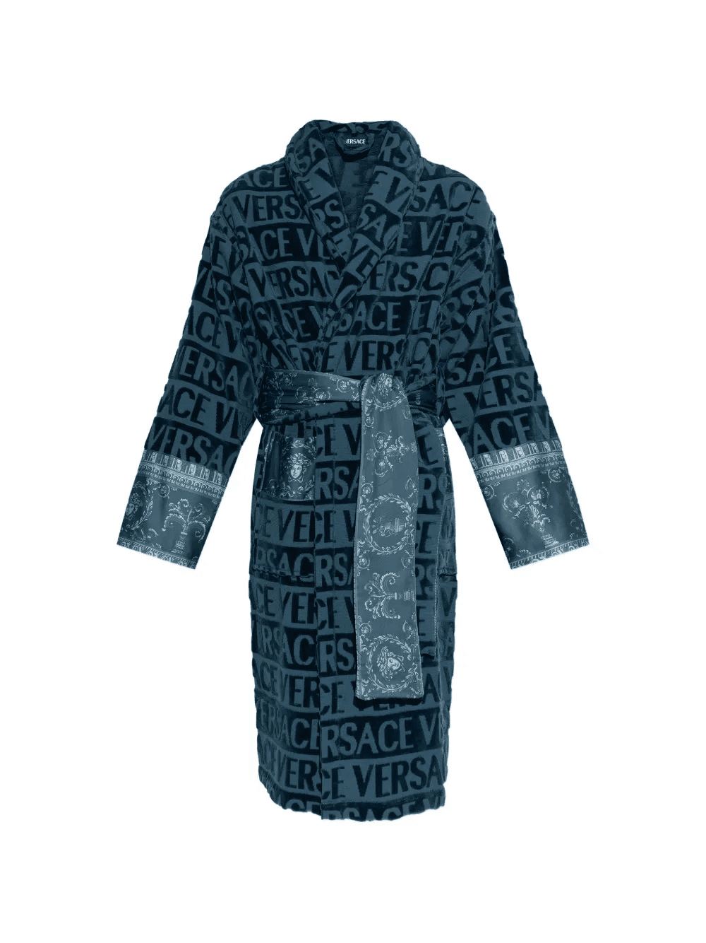 logo-pattern belted robe - Image 1