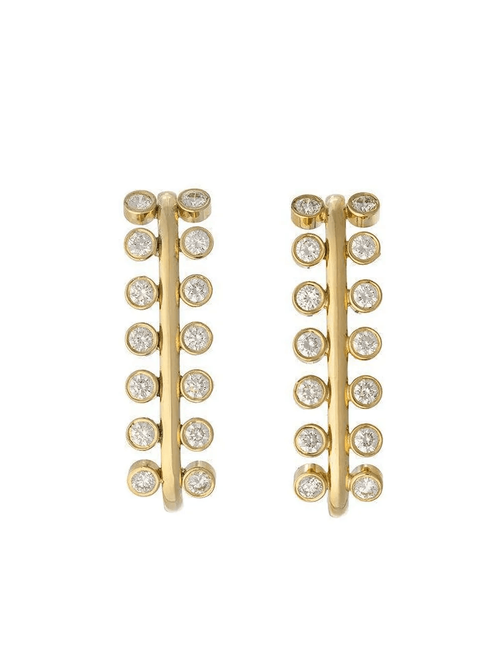 18K yellow gold diamond Row Earrings - Image 1