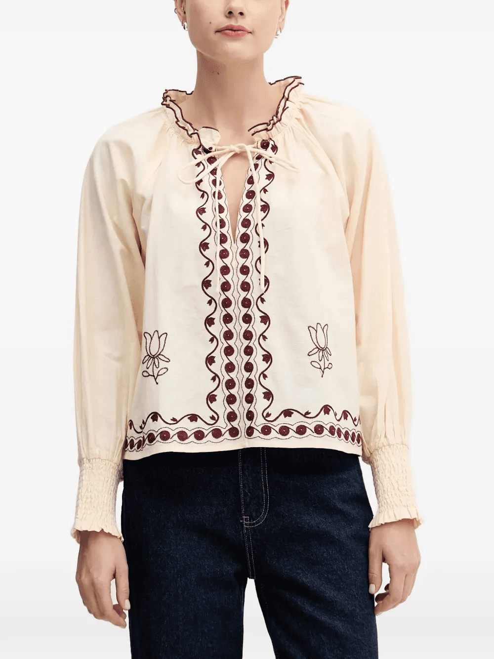 ruffled embroidered top - Image 1