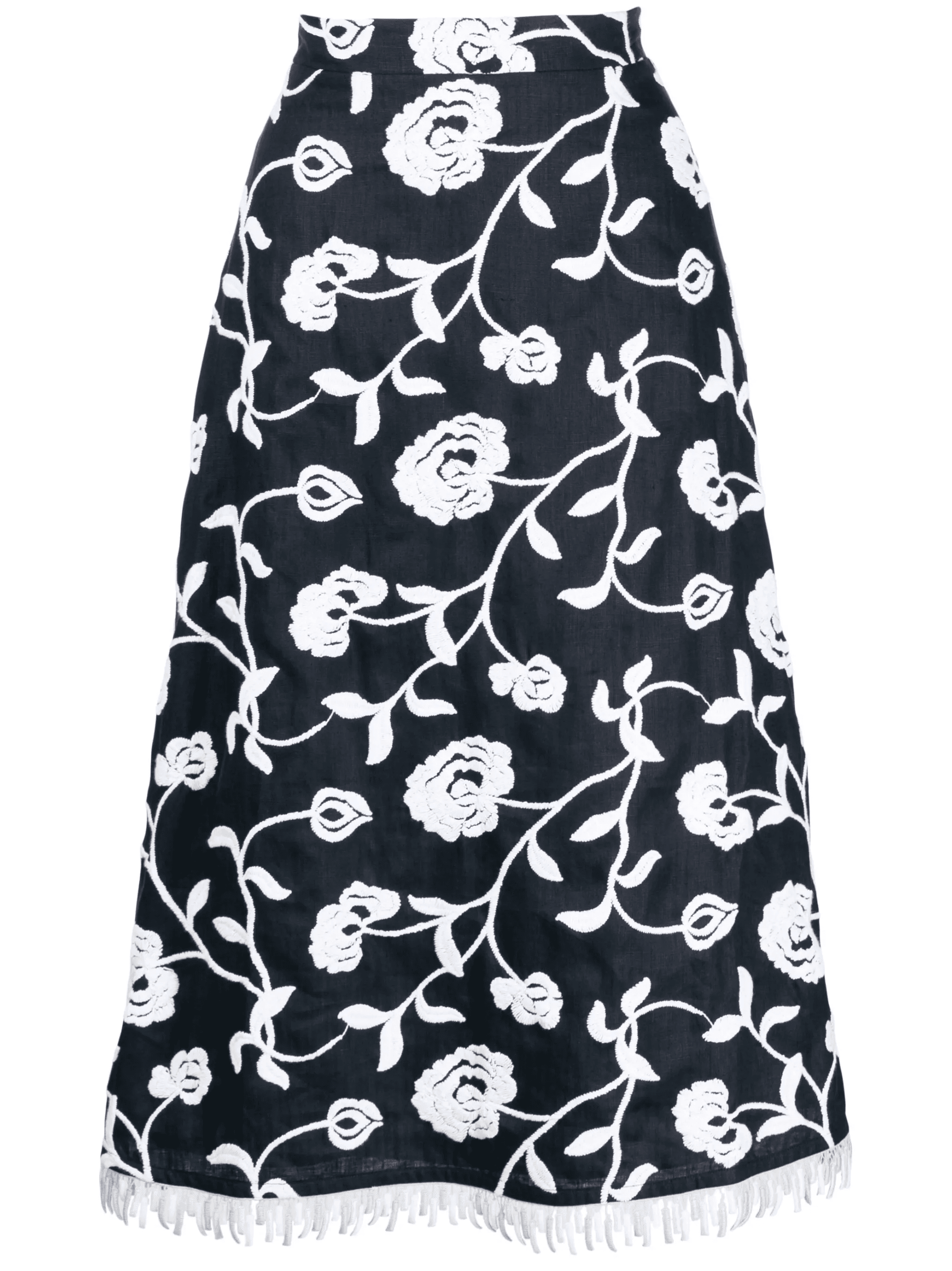 floral-embroidered A-line midi skirt - Image 1