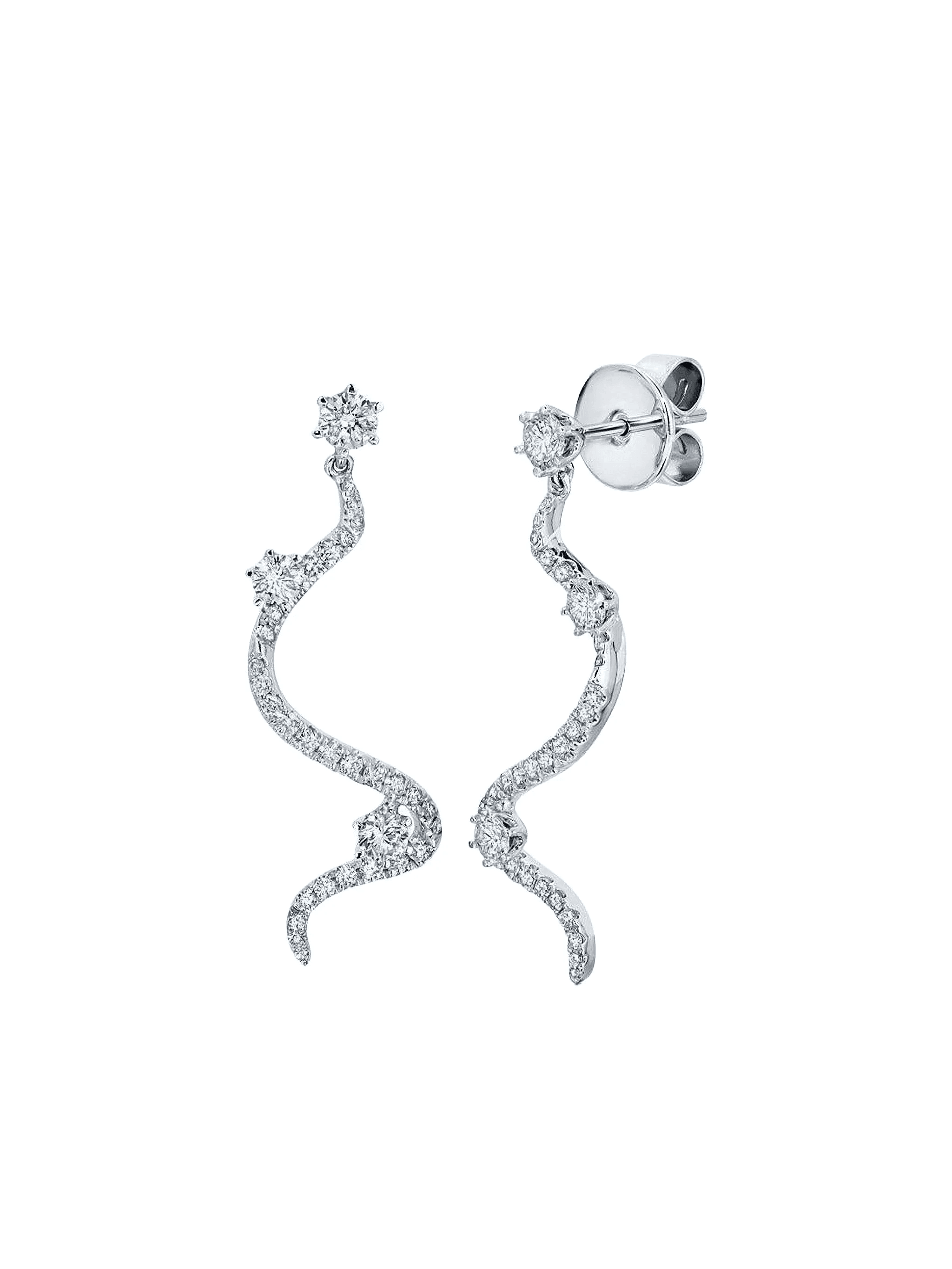 18K white gold Mega Swirl diamond earrings - Image 1
