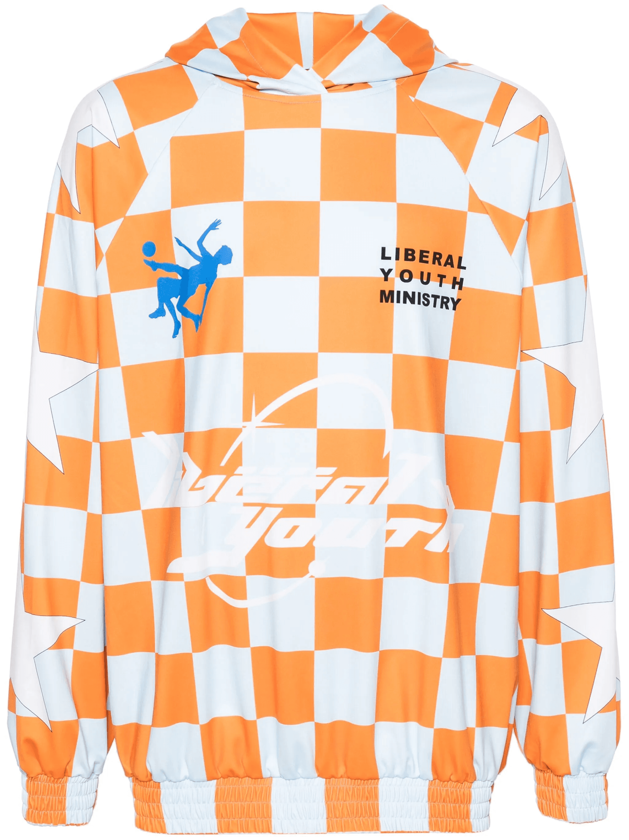 logo checkerboard-print hoodie - Image 1