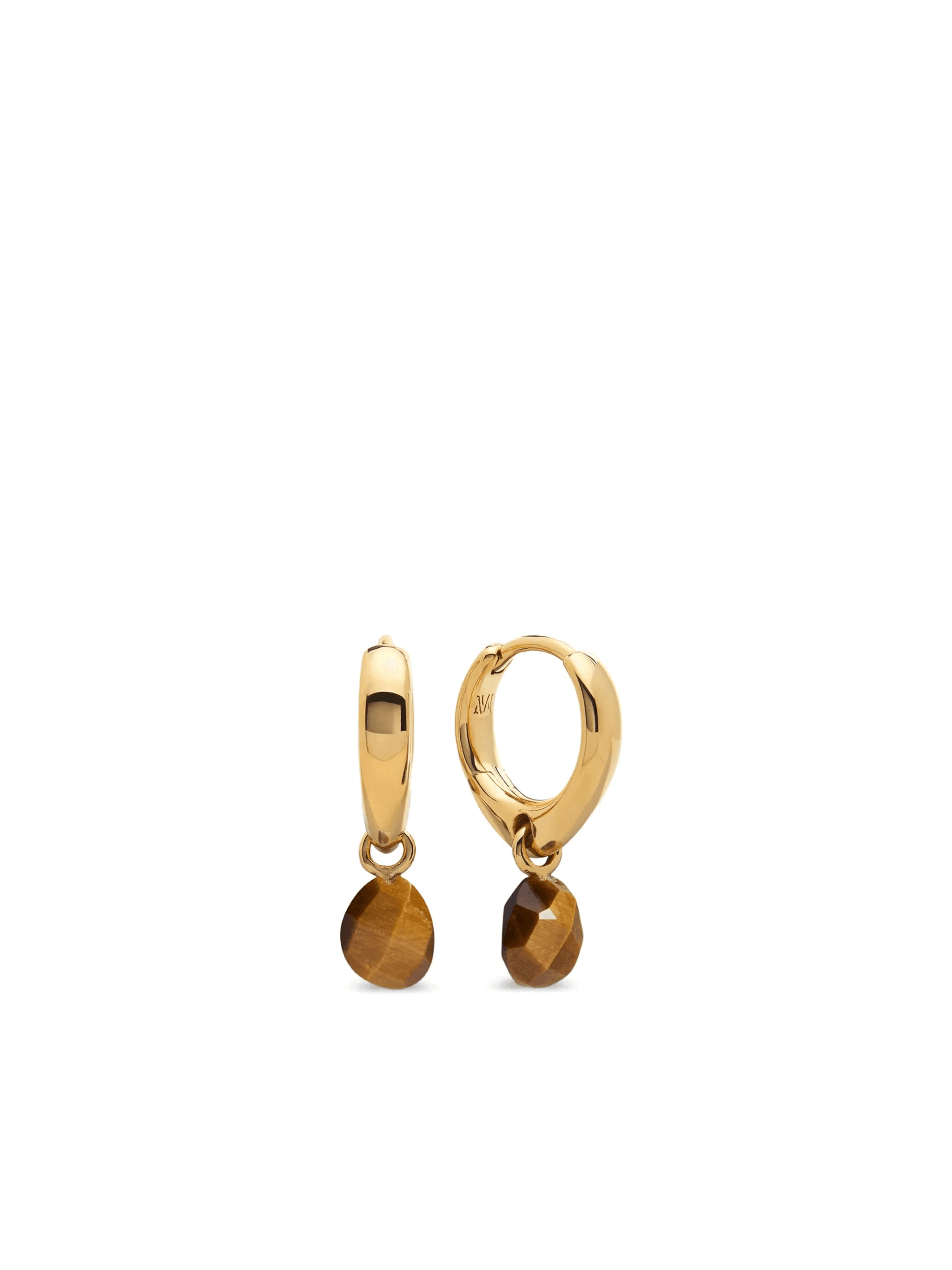 tiger-eye drop huggie earrings - Image 1