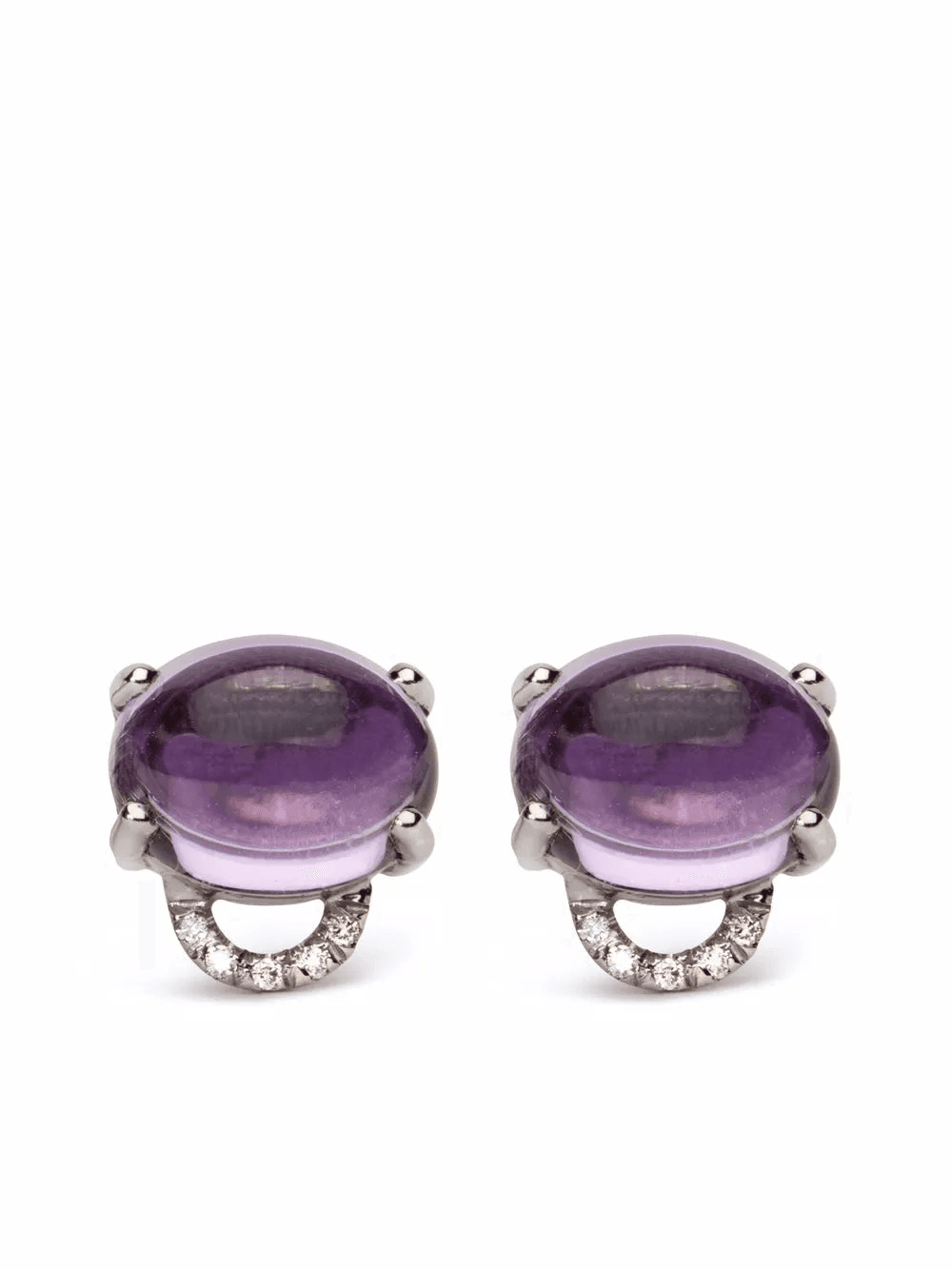 18kt white gold Marmaris amethyst diamond stud earrings - Image 1