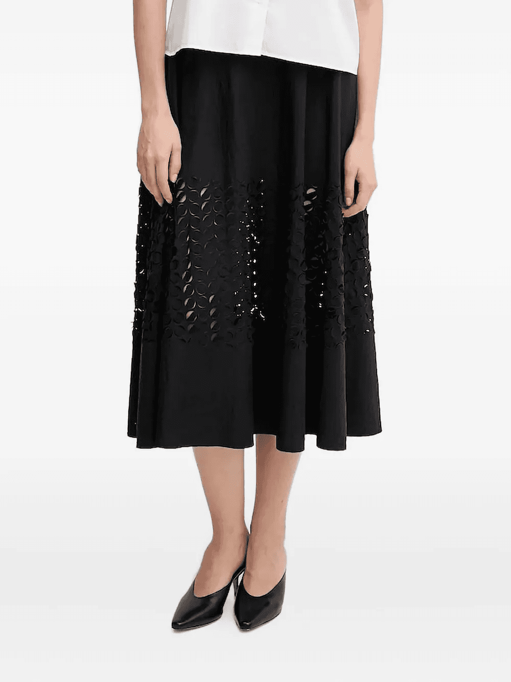cut-out flared midi skirt - Image 1