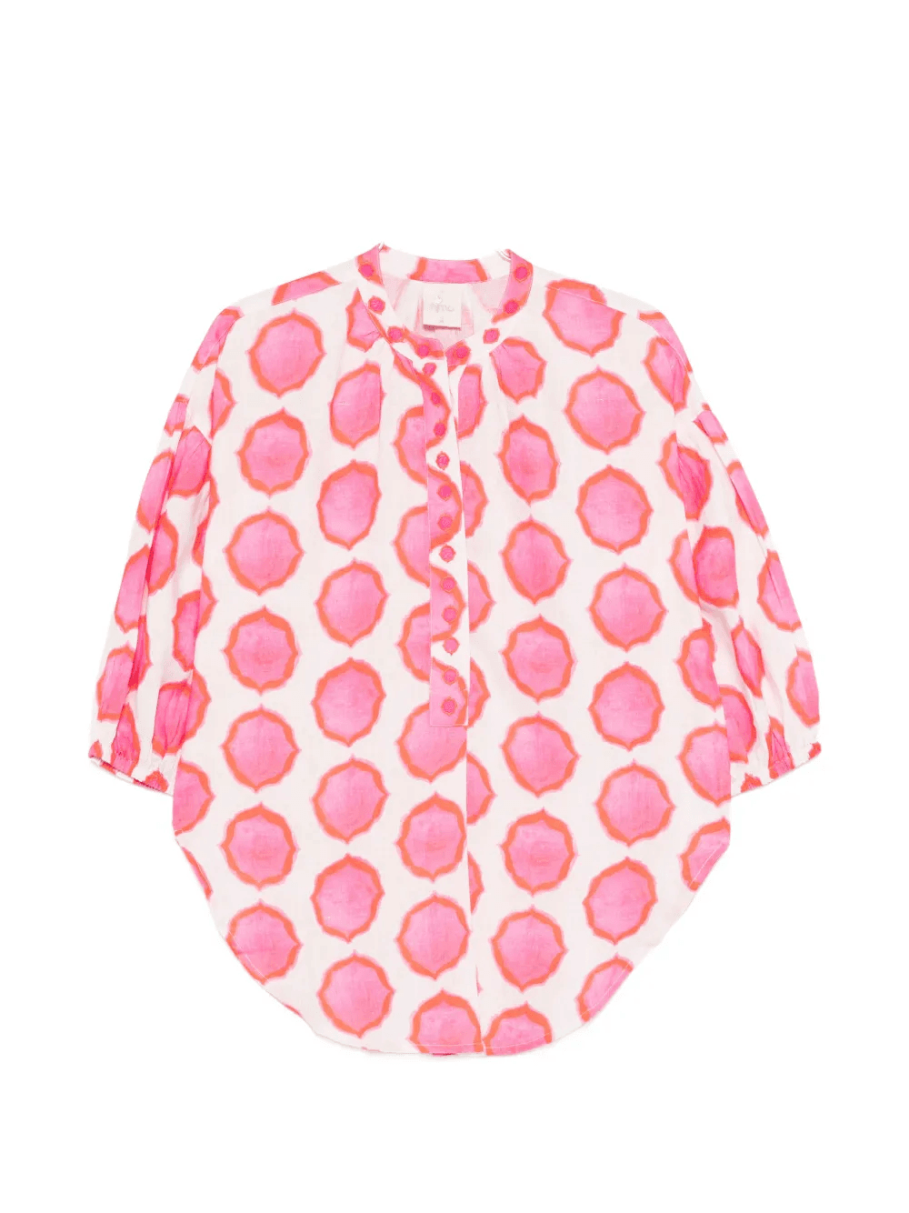 geometric-print band-collar blouse - Image 1