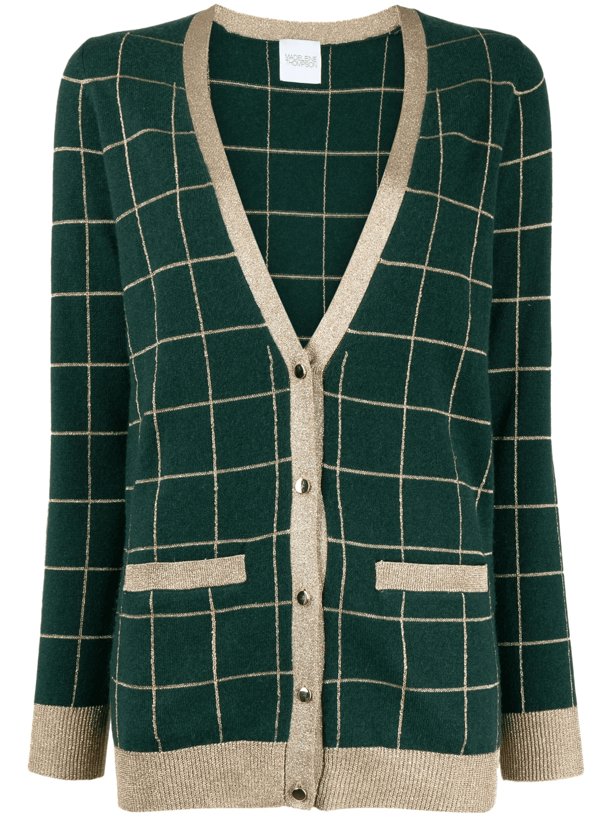 check-pattern V-neck cardigan - Image 1