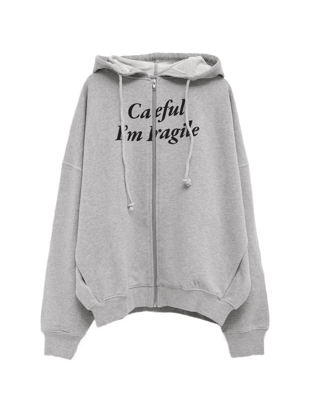 slogan-print zip-up hoodie - Image 1