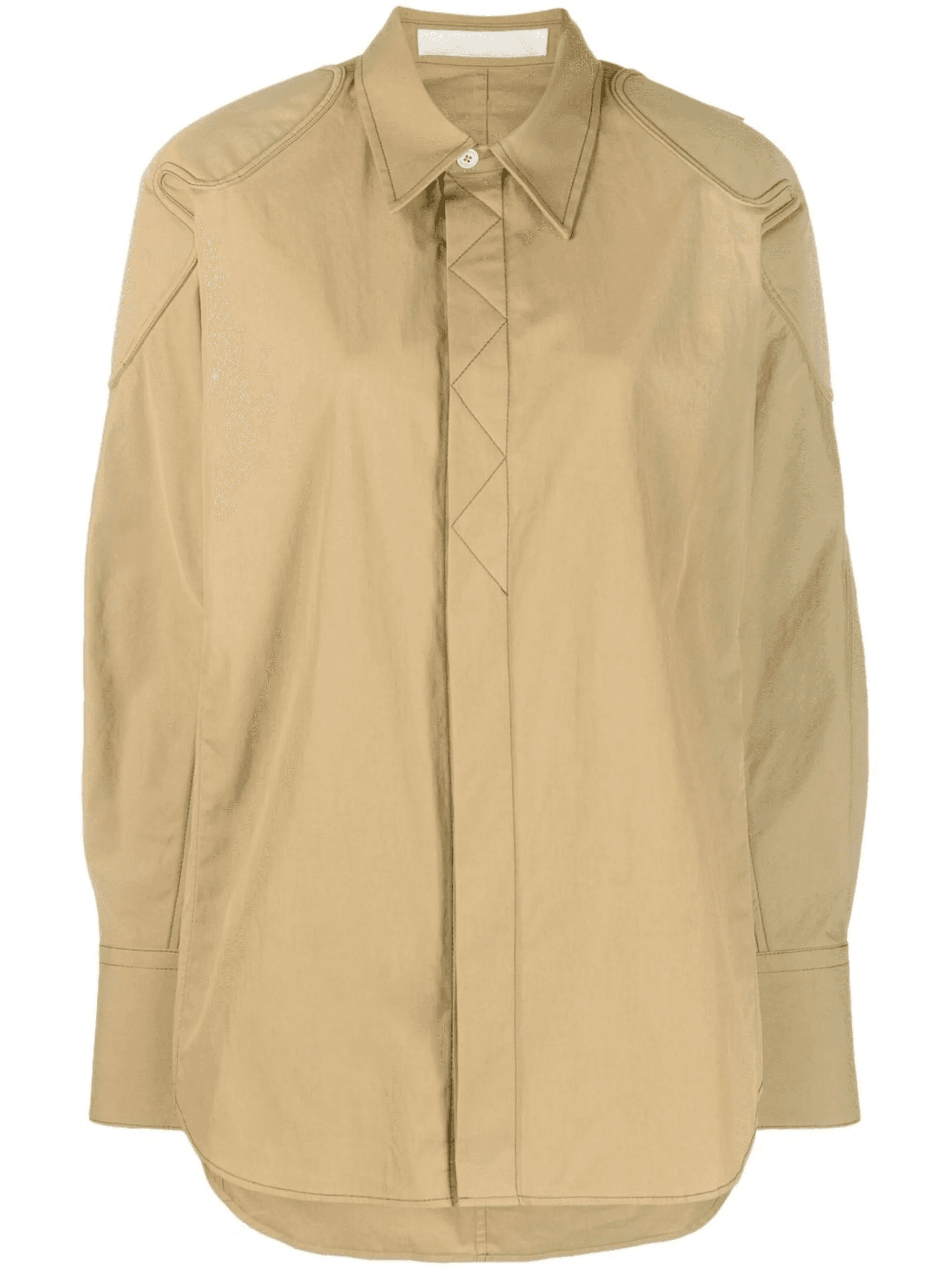 contrast stitching shirt jacket - Image 1