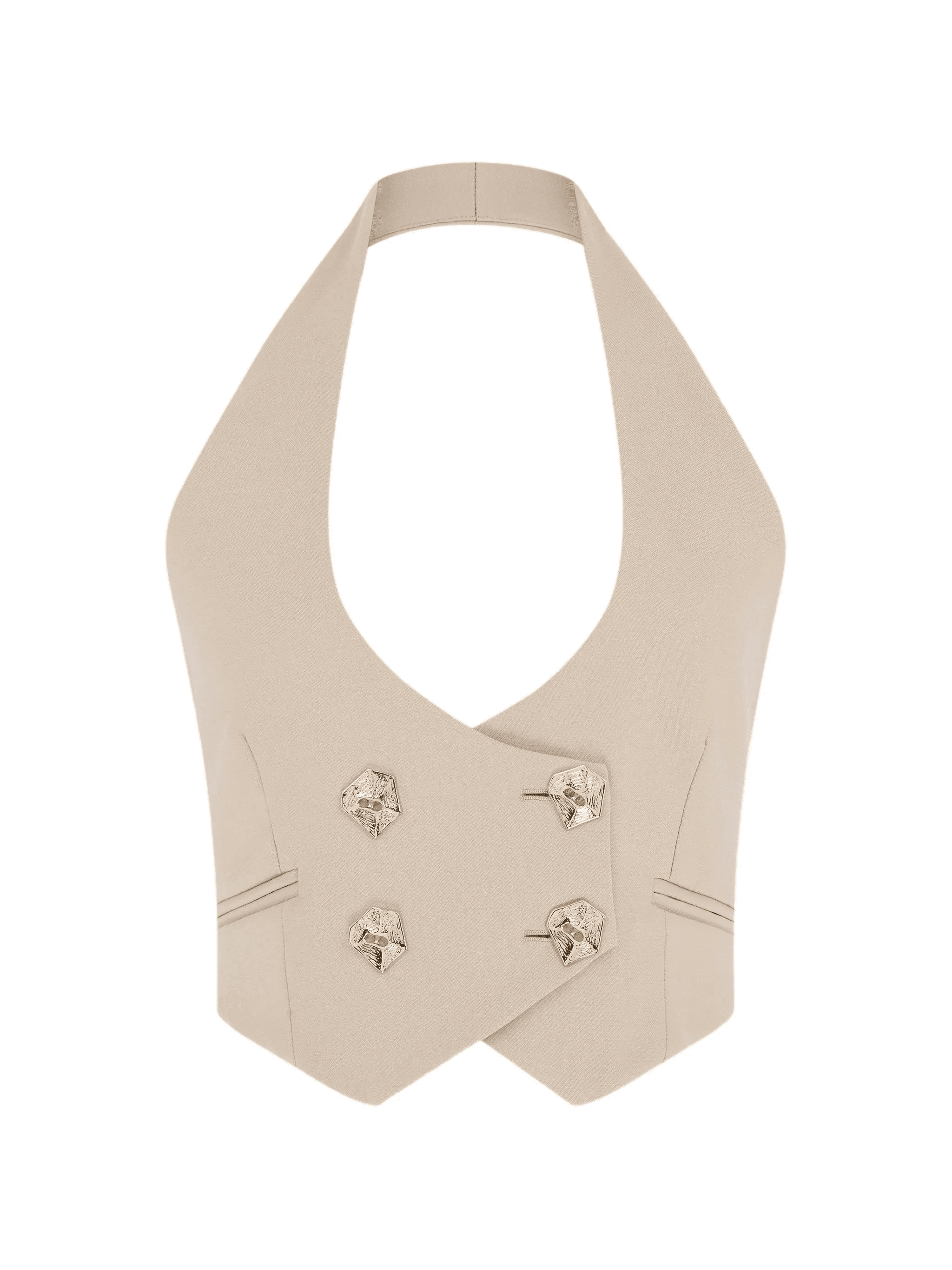The Deledda halterneck gold-buttons crop top - Image 1