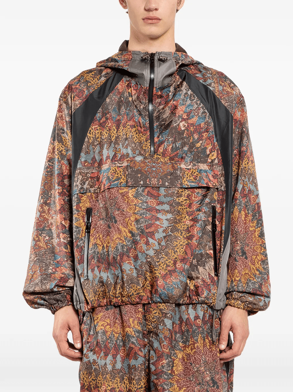 spliced shoulder panels hooded jacket - Image 1