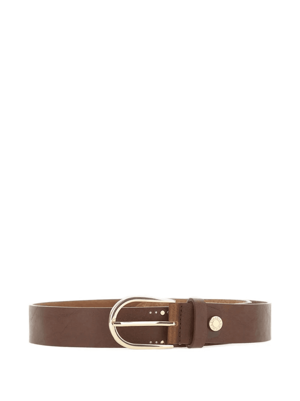 studded round buckle leather belt - Image 1
