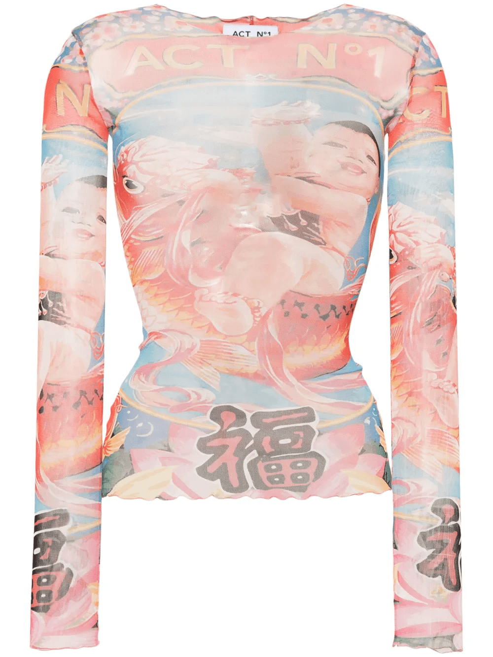 graphic-print semi-sheer sweatshirt - Image 1