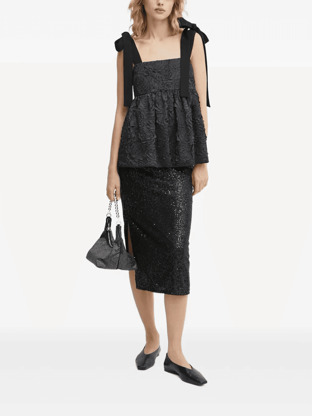 floral-embellished bow-detail blouse - Image 1