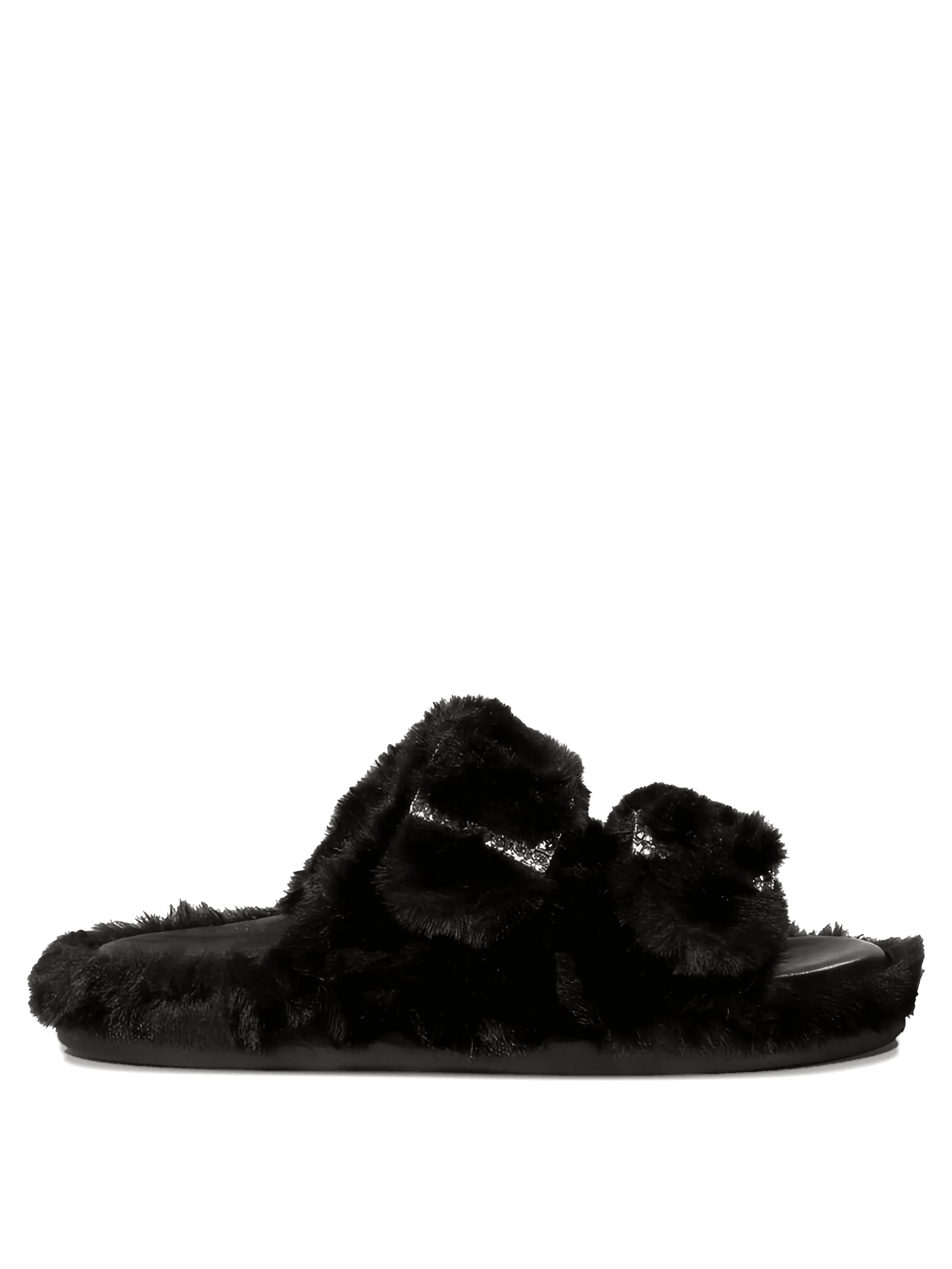 double-buckle fur sandals - Image 1