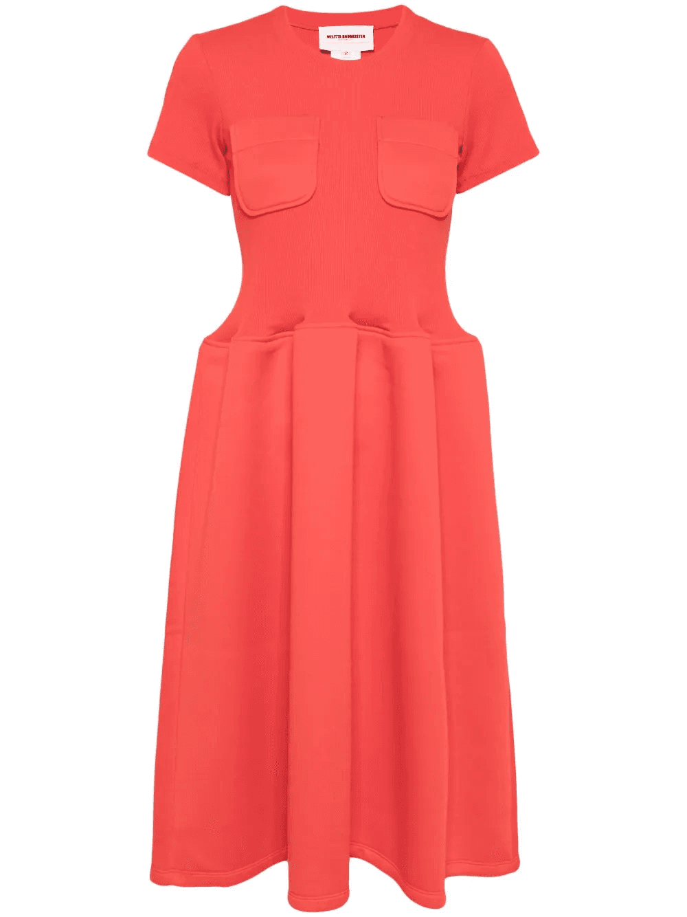 short-sleeve flared midi dress - Image 1