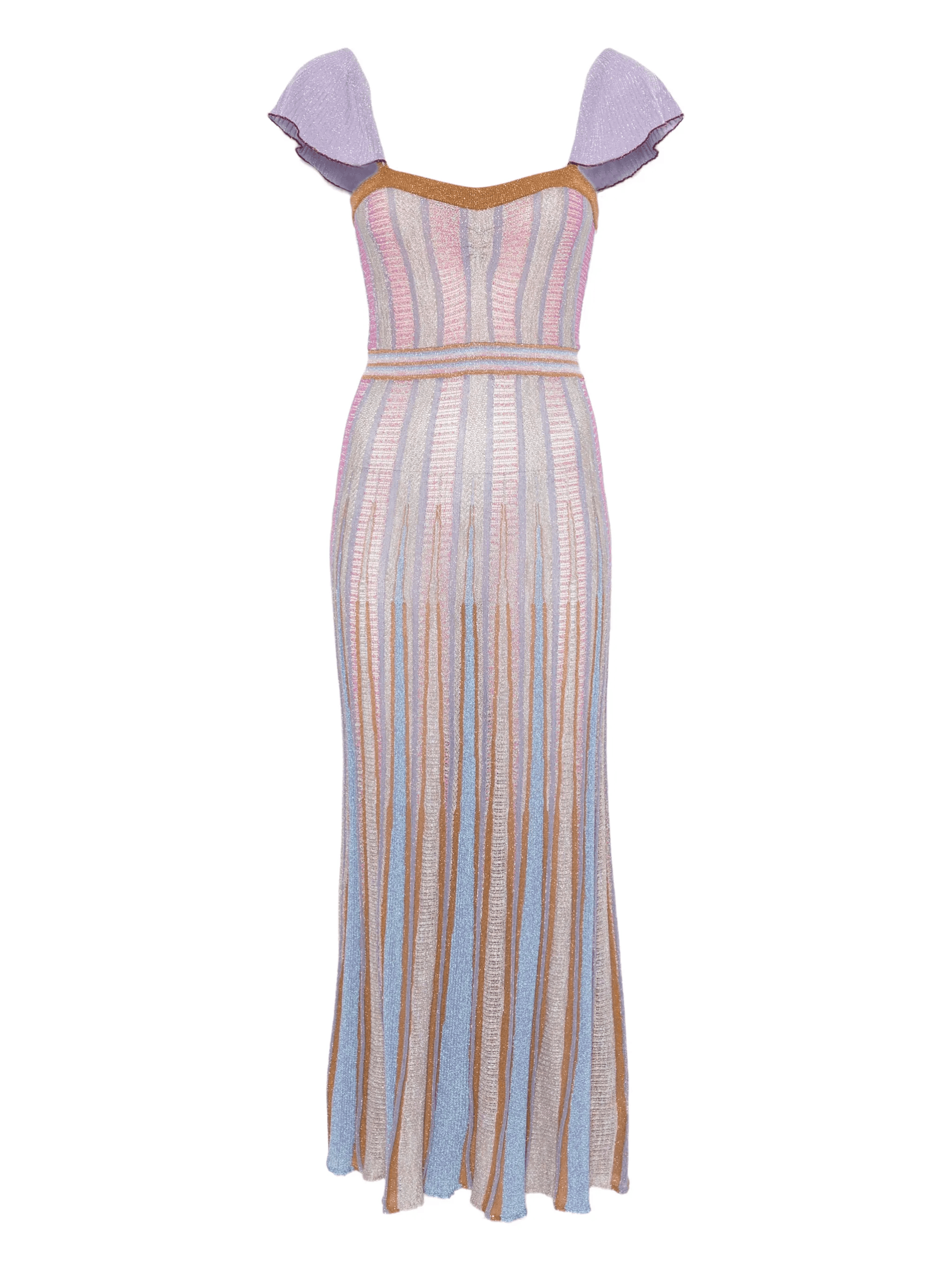ruffled-sleeves striped maxi dress - Image 1