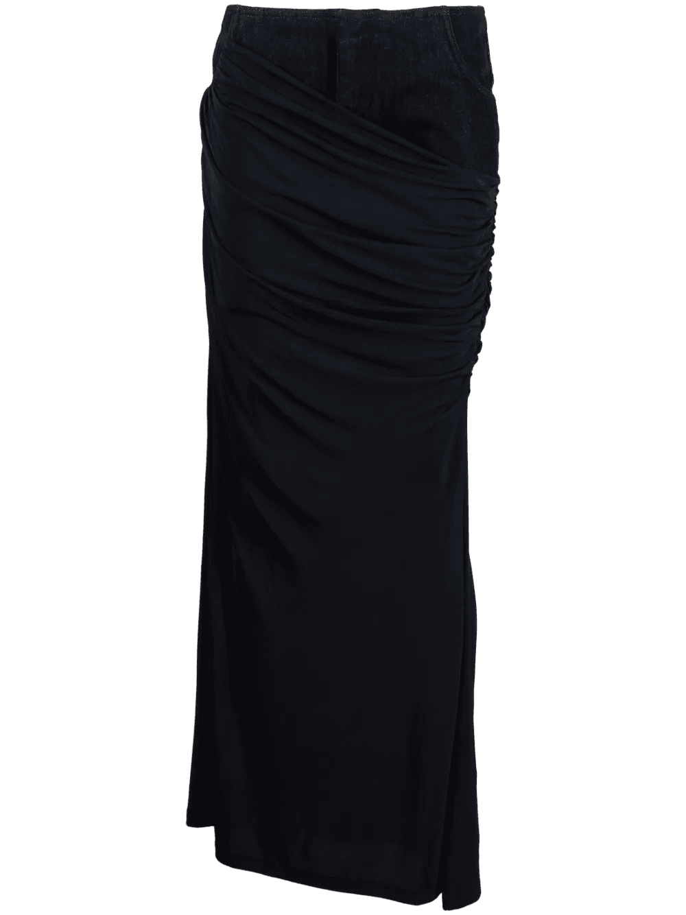 Wrapped denim-trim maxi skirt - Image 1