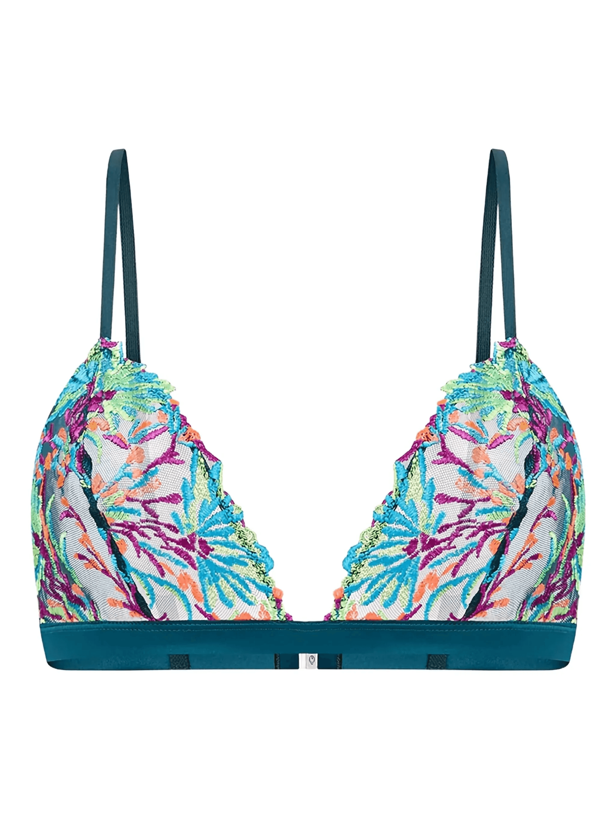 Maris floral-embroidered triangle bralette - Image 1