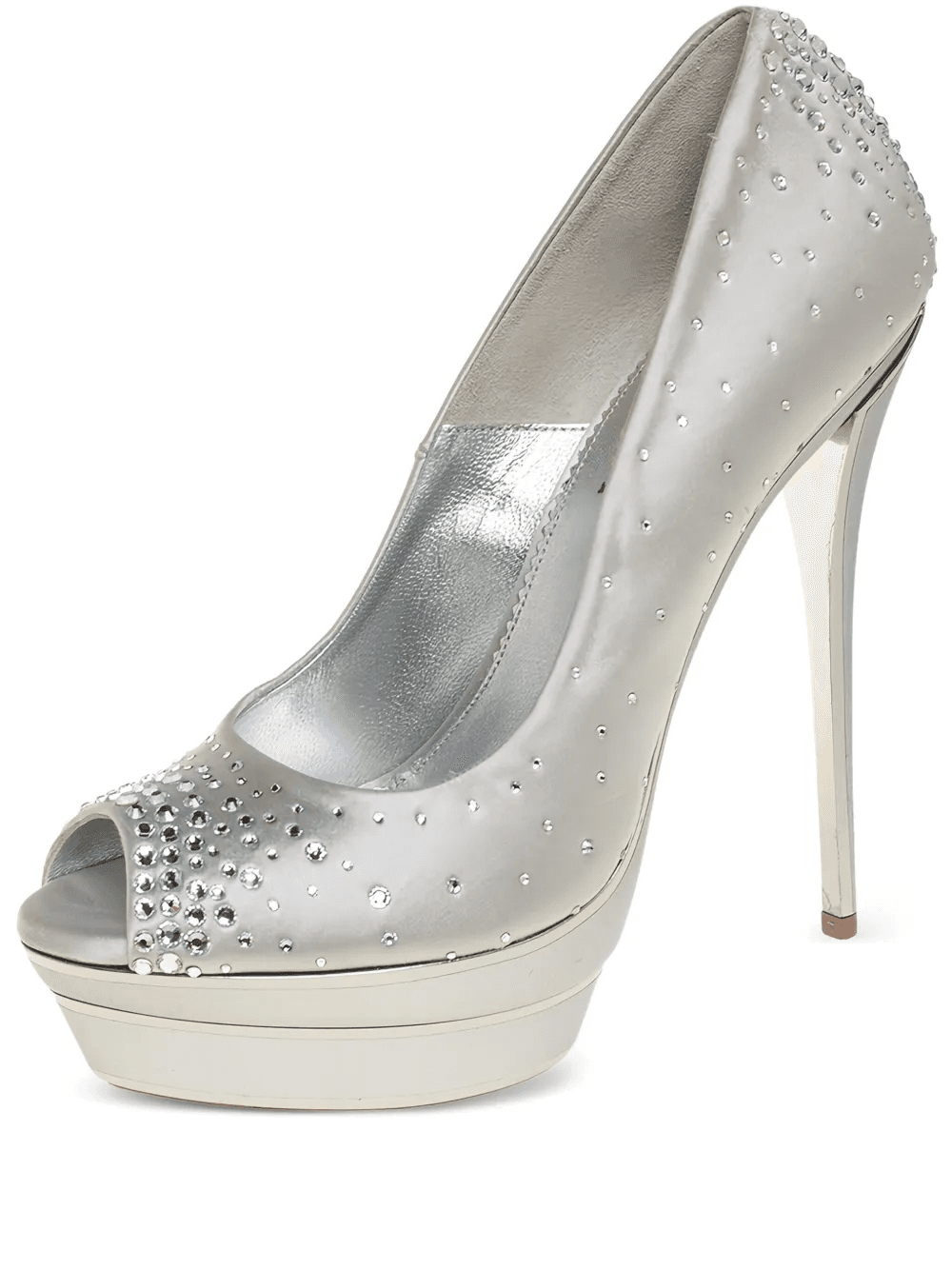 2023 crystal satin peep-toe pumps - Image 1