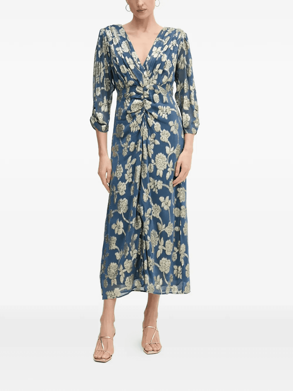 floral-print V-neck midi dress - Image 1