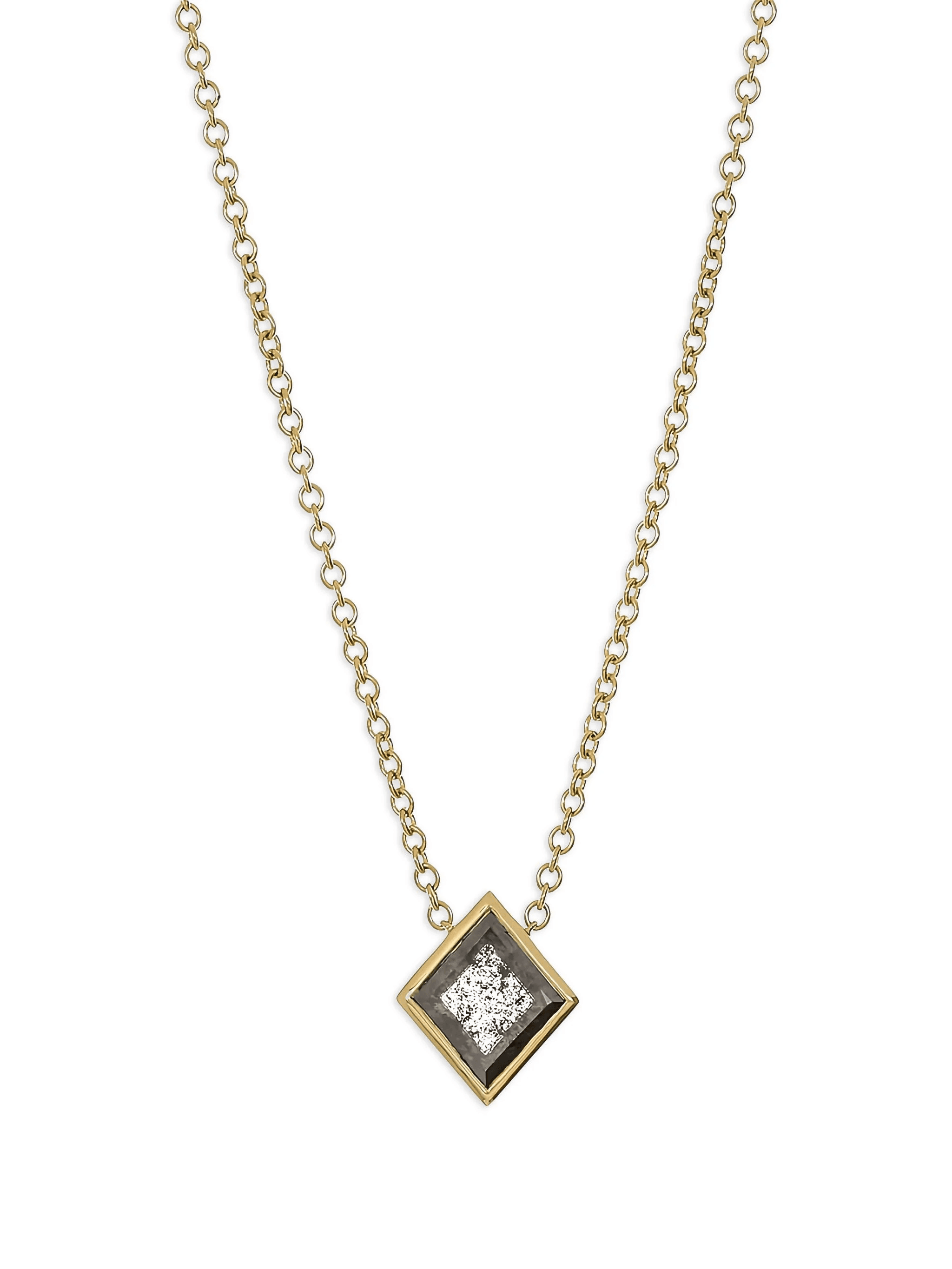 18K yellow gold The Bezel diamond necklace - Image 1