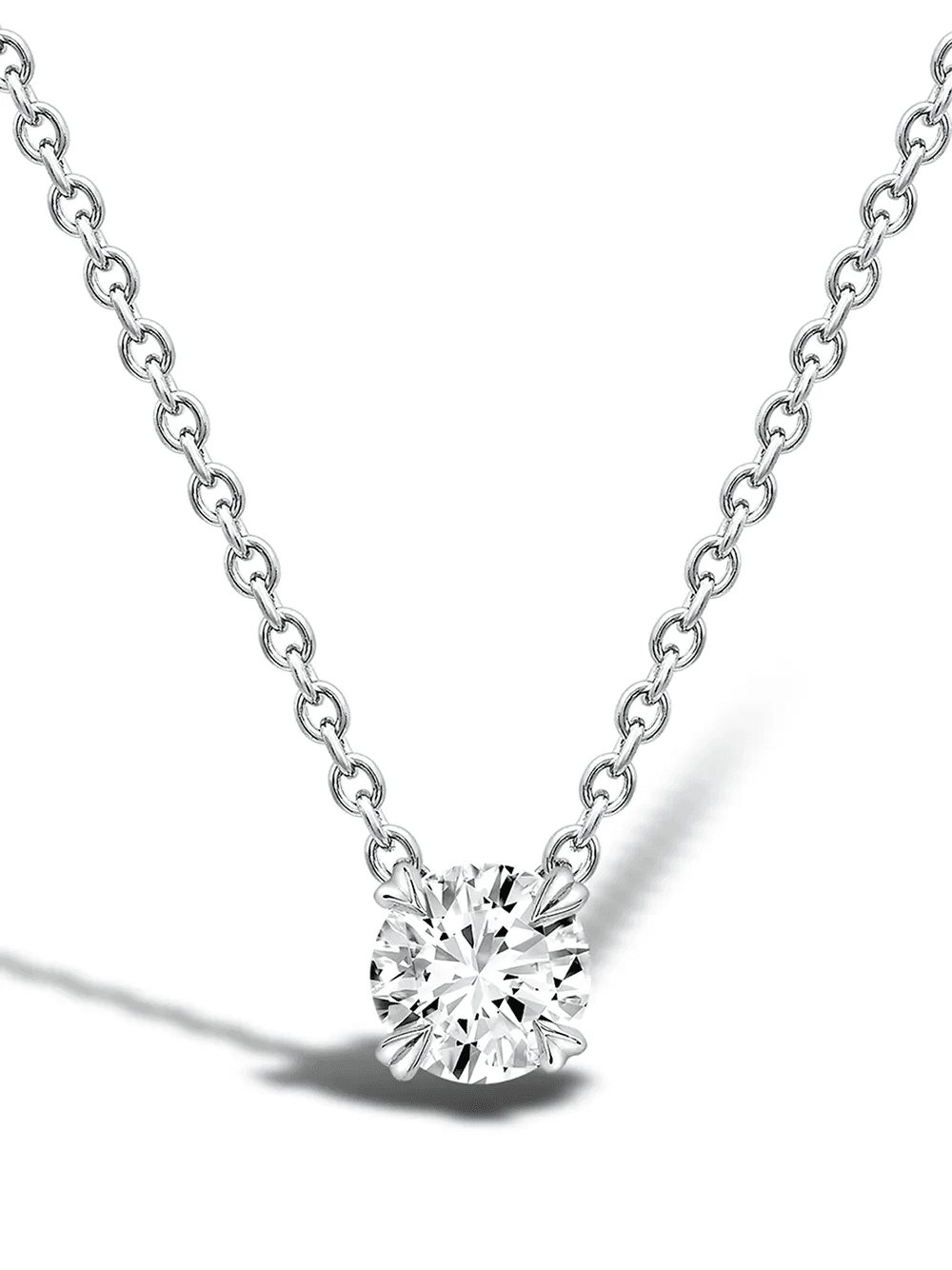 18kt white gold Windsor solitaire diamond pendant necklace - Image 1