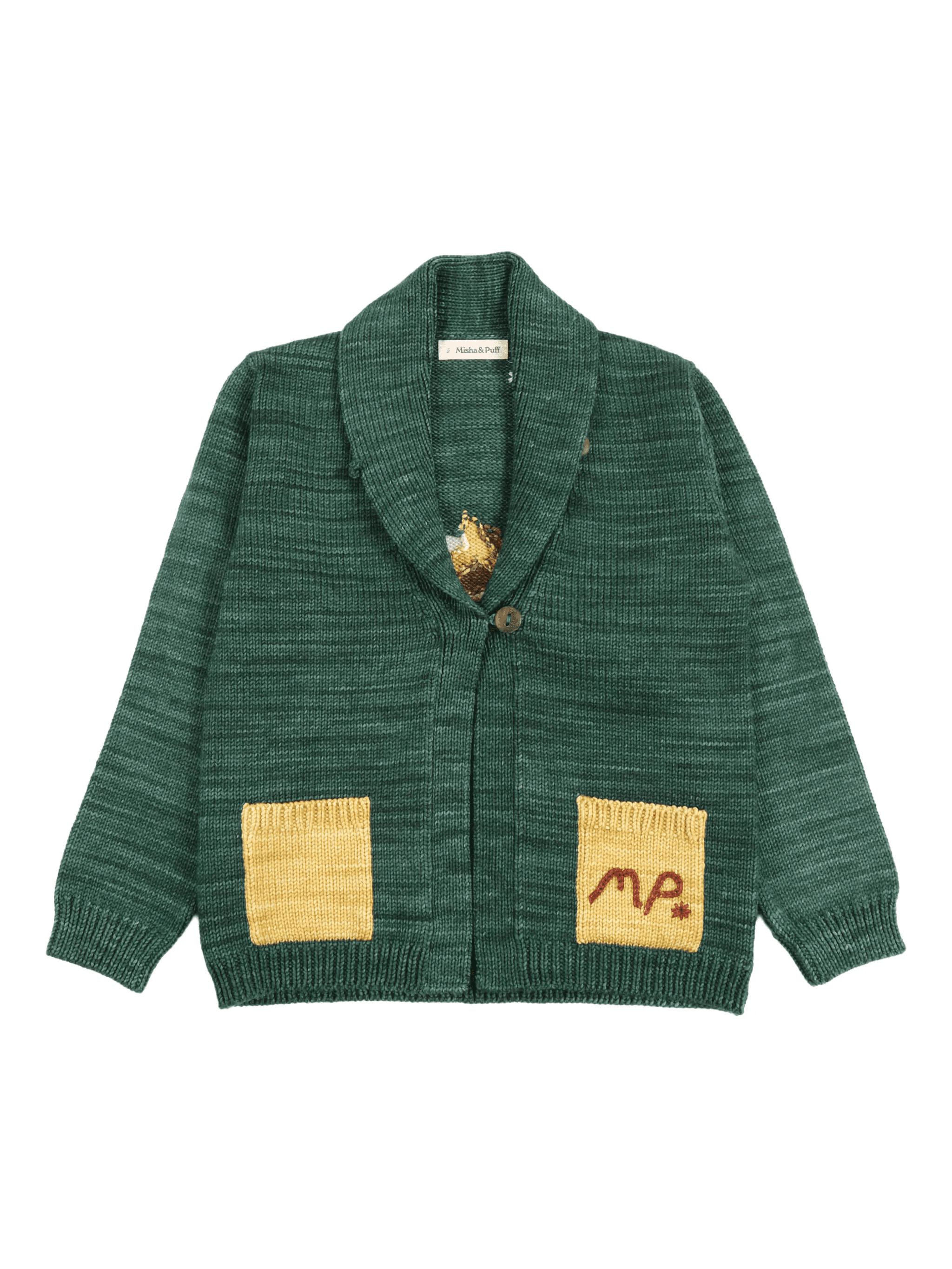 shawl-collar intarsia cardigan - Image 1
