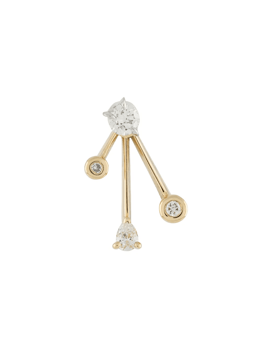 18kt yellow gold Crackle ear jacket with diamond studs single earring - Image 1