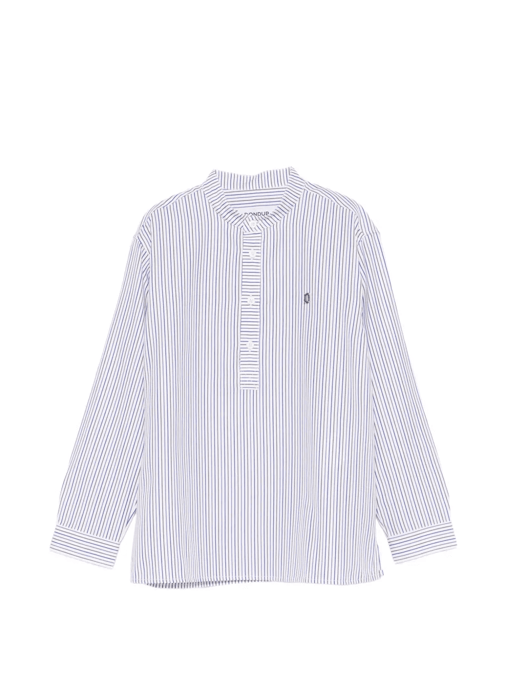 striped collarless polo shirt - Image 1