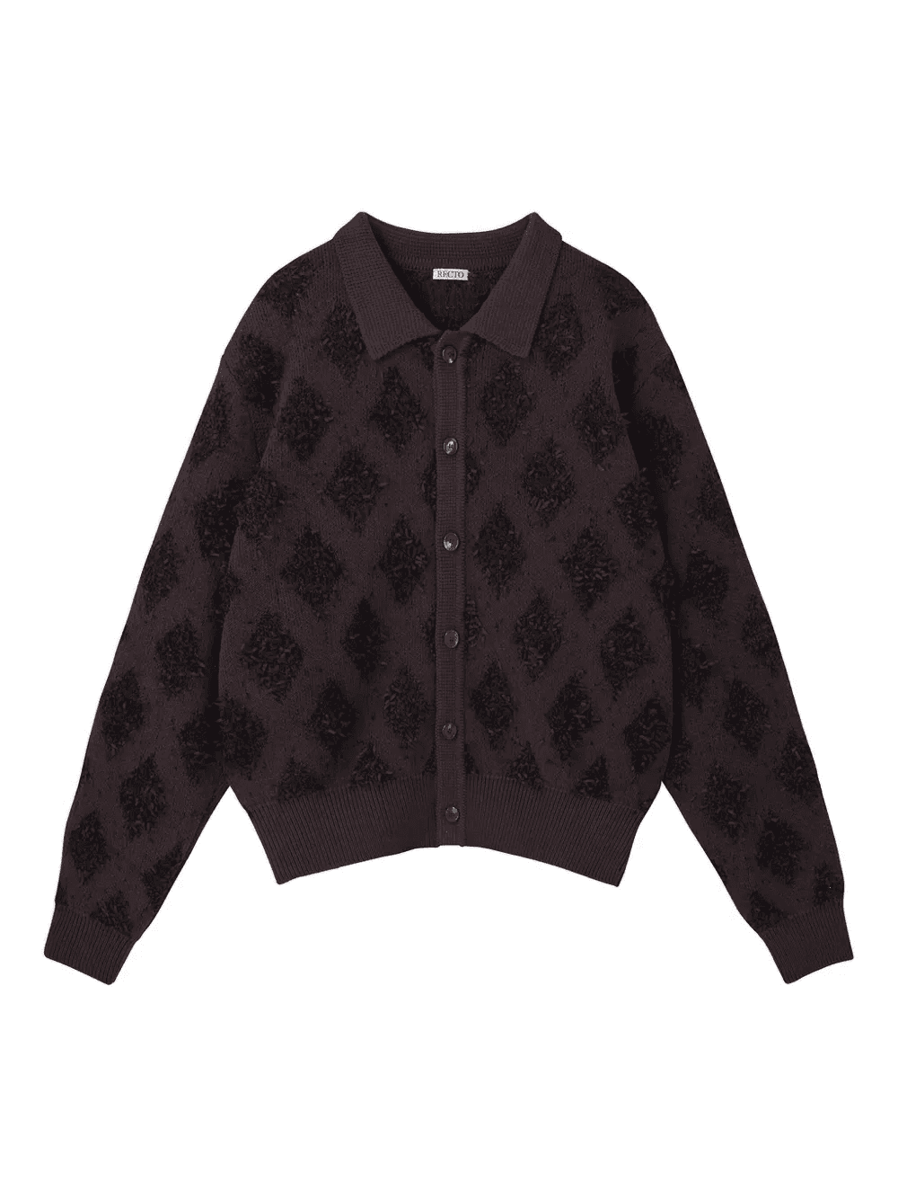 argyle-pattern polo cardigan - Image 1