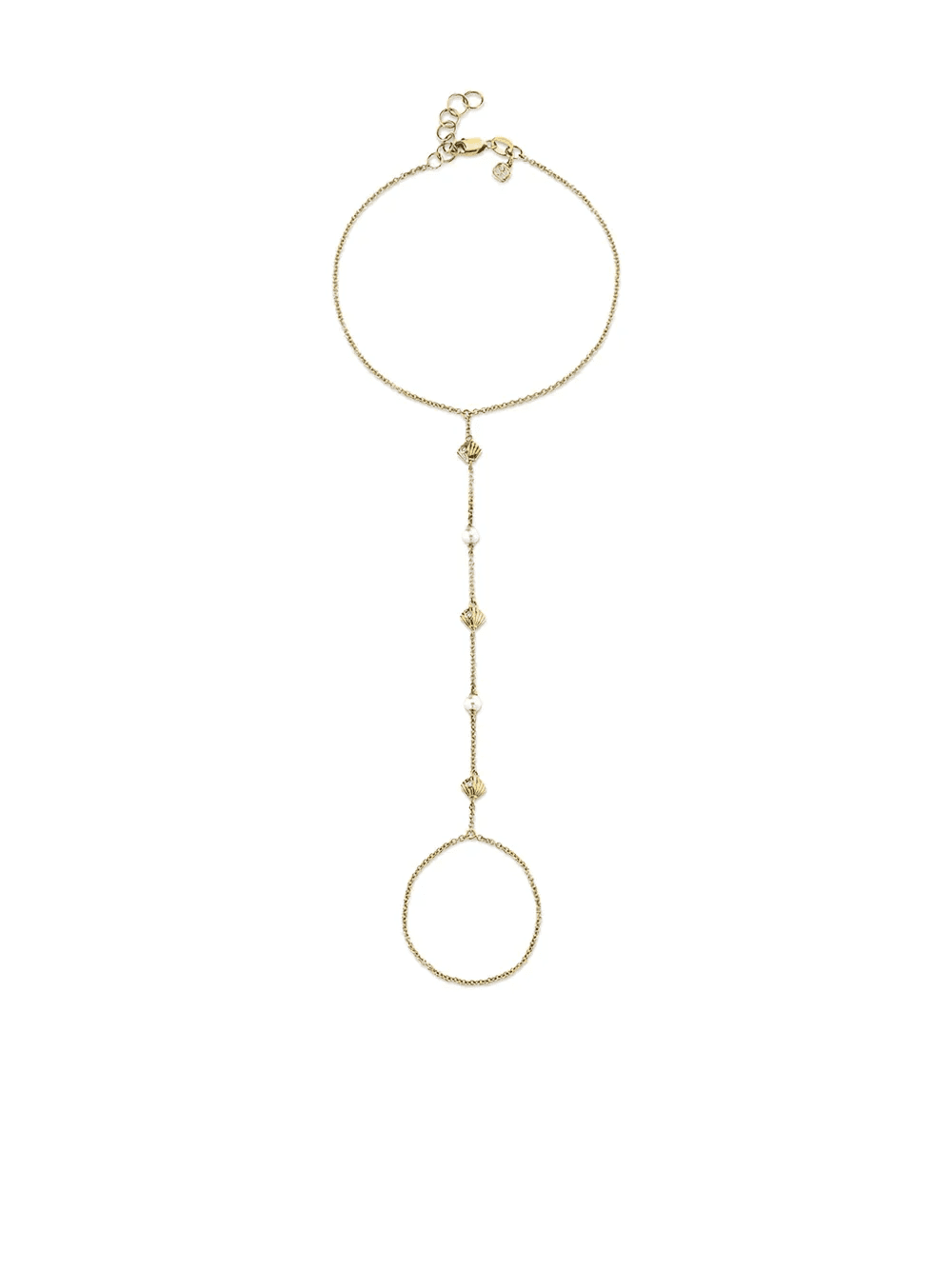 14K yellow gold Shells Princess diamond nad pearl bracelet - Image 1