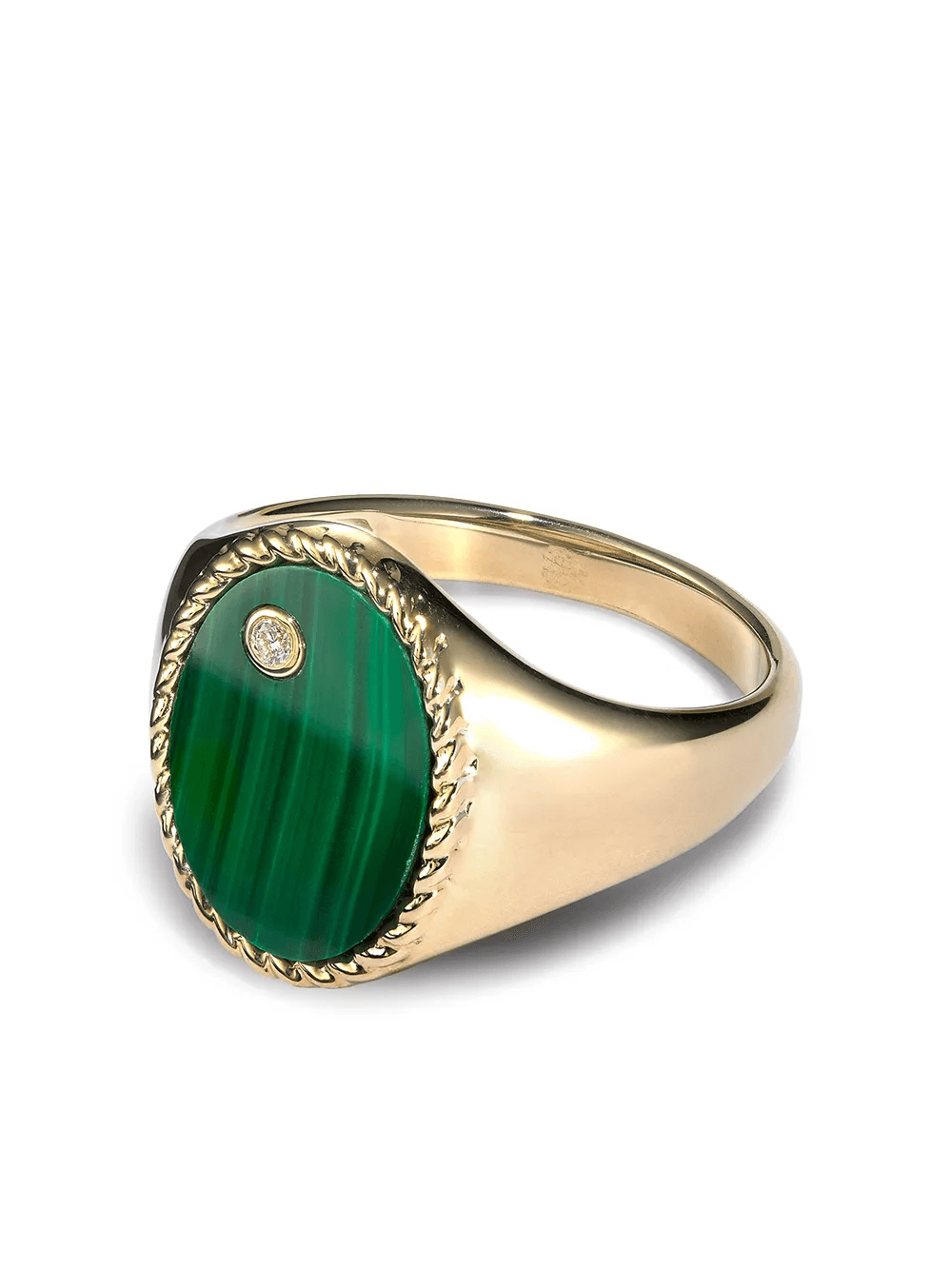 9kt yellow gold malachite ring - Image 1