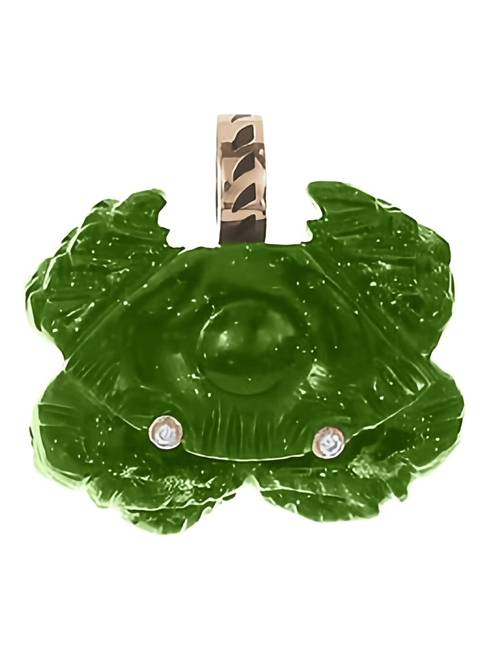 18K rose gold malachite and diamond crab pendant - Image 1