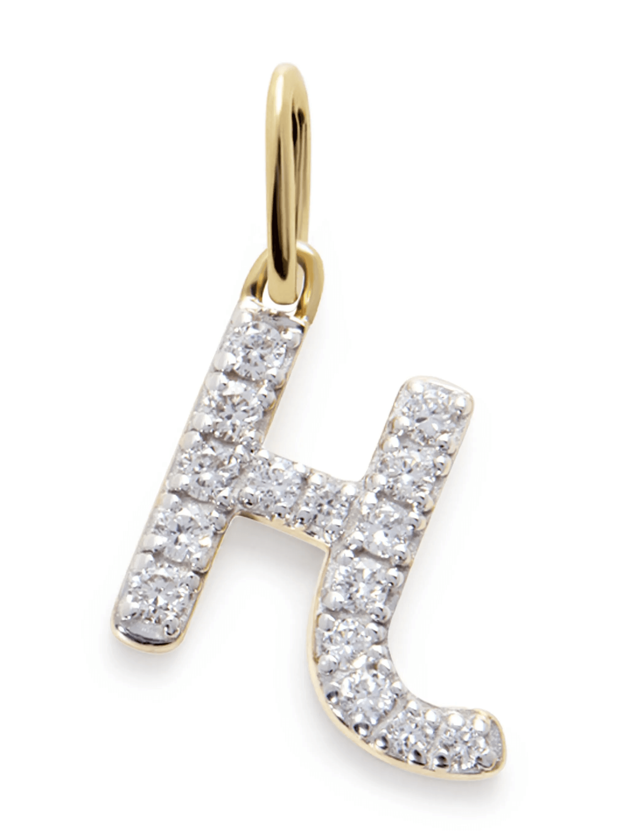 14kt yellow gold Initial H diamond pendant - Image 1