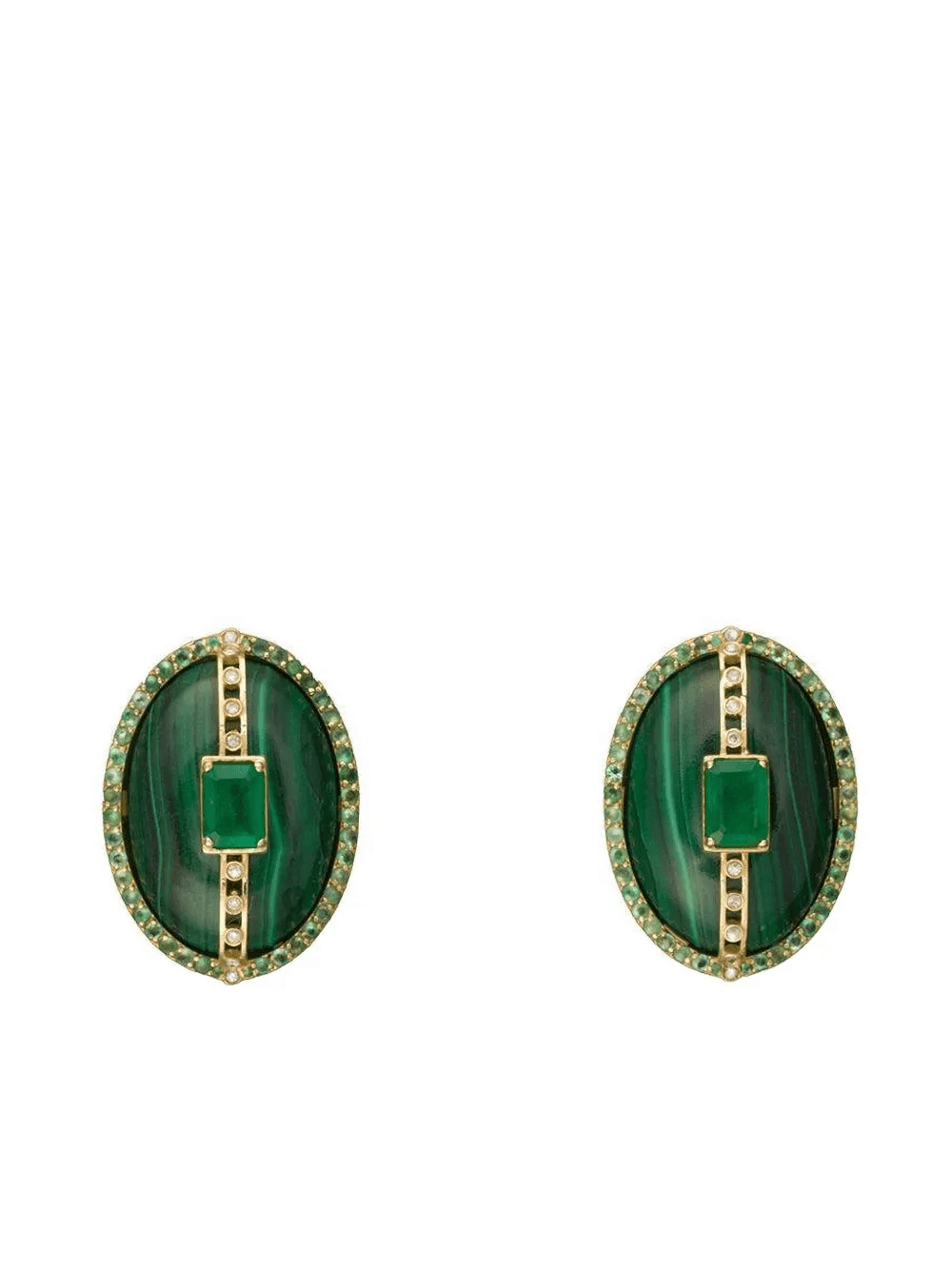 18K yellow gold multi-stone earrings - Image 1