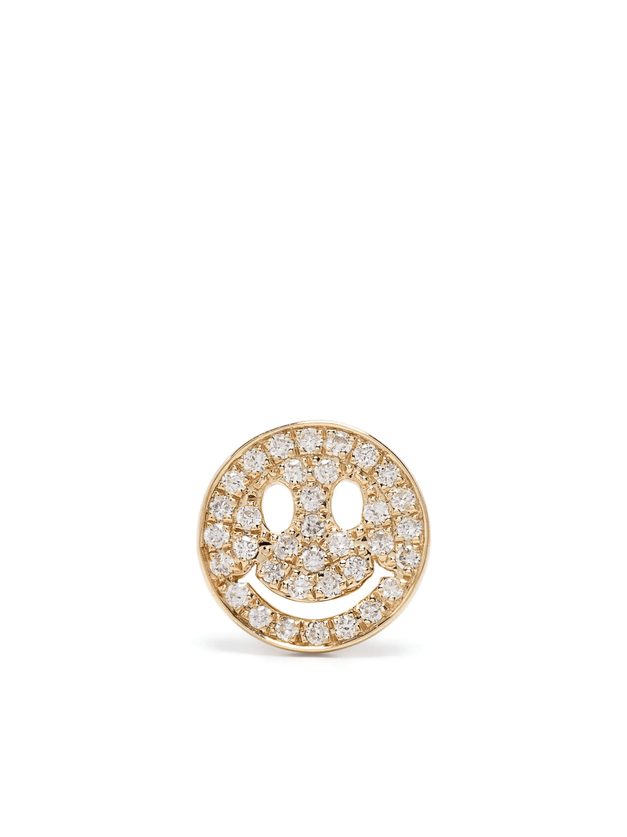 14kt yellow gold Happy Face diamond stud earring - Image 1