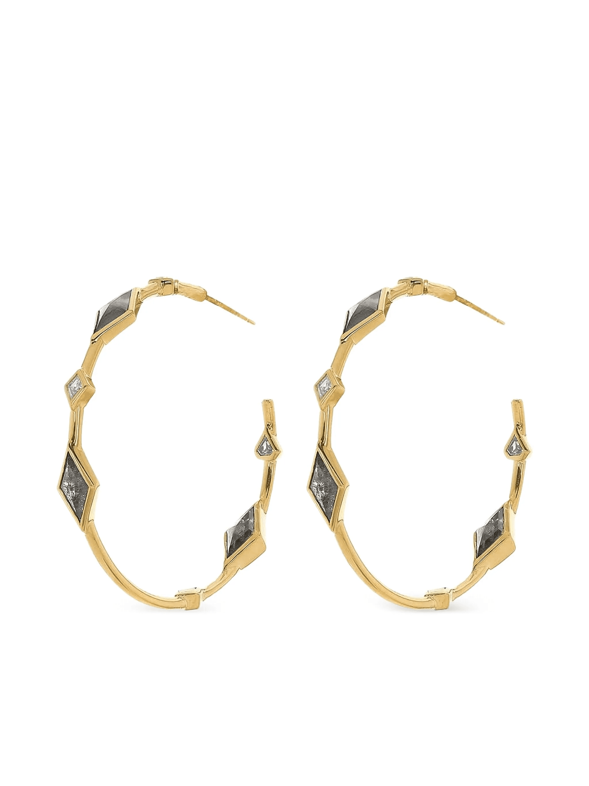 Gold Diamond Hoop Earrings - Image 1