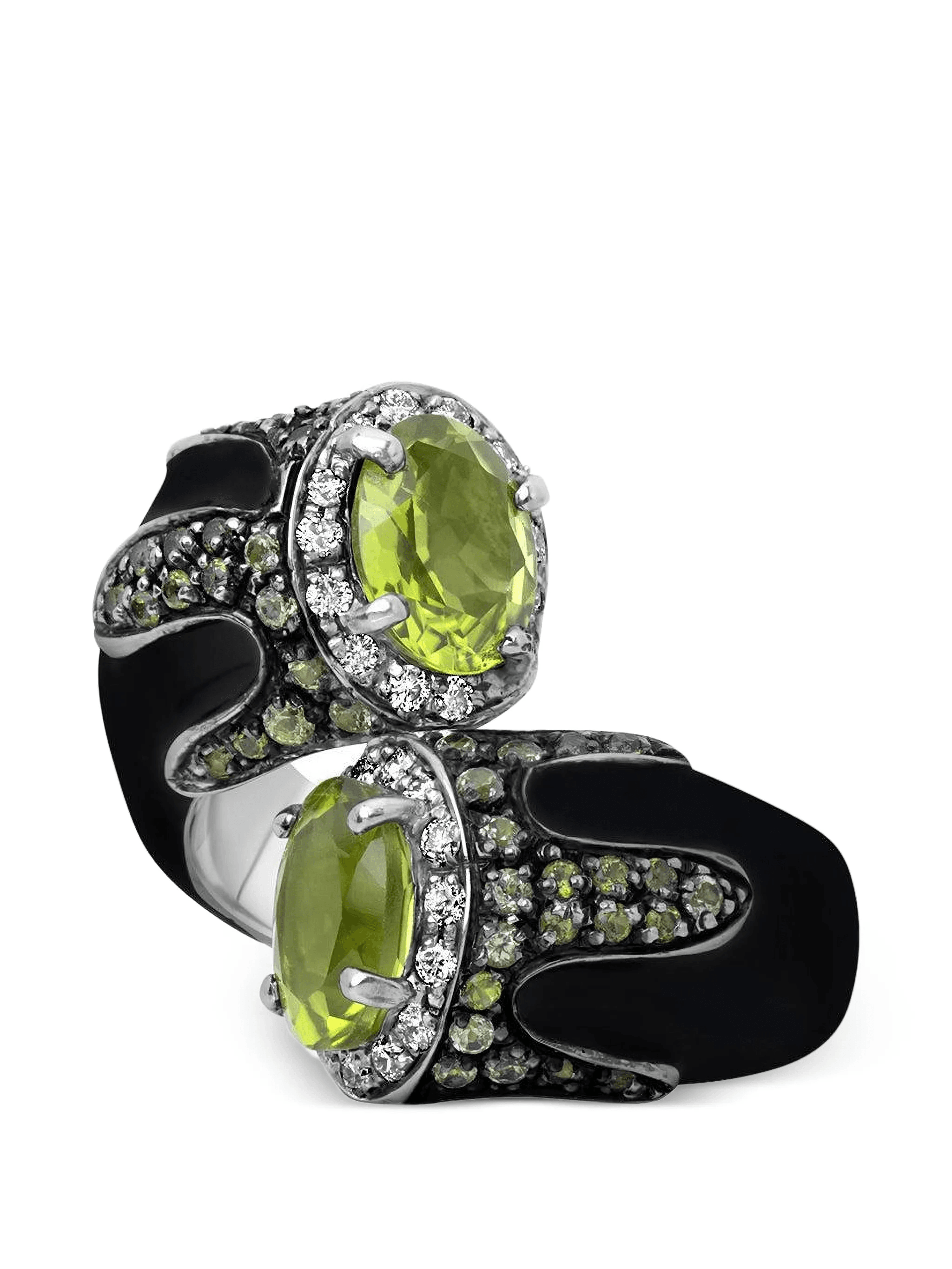 diamond peridot bypass ring - Image 1