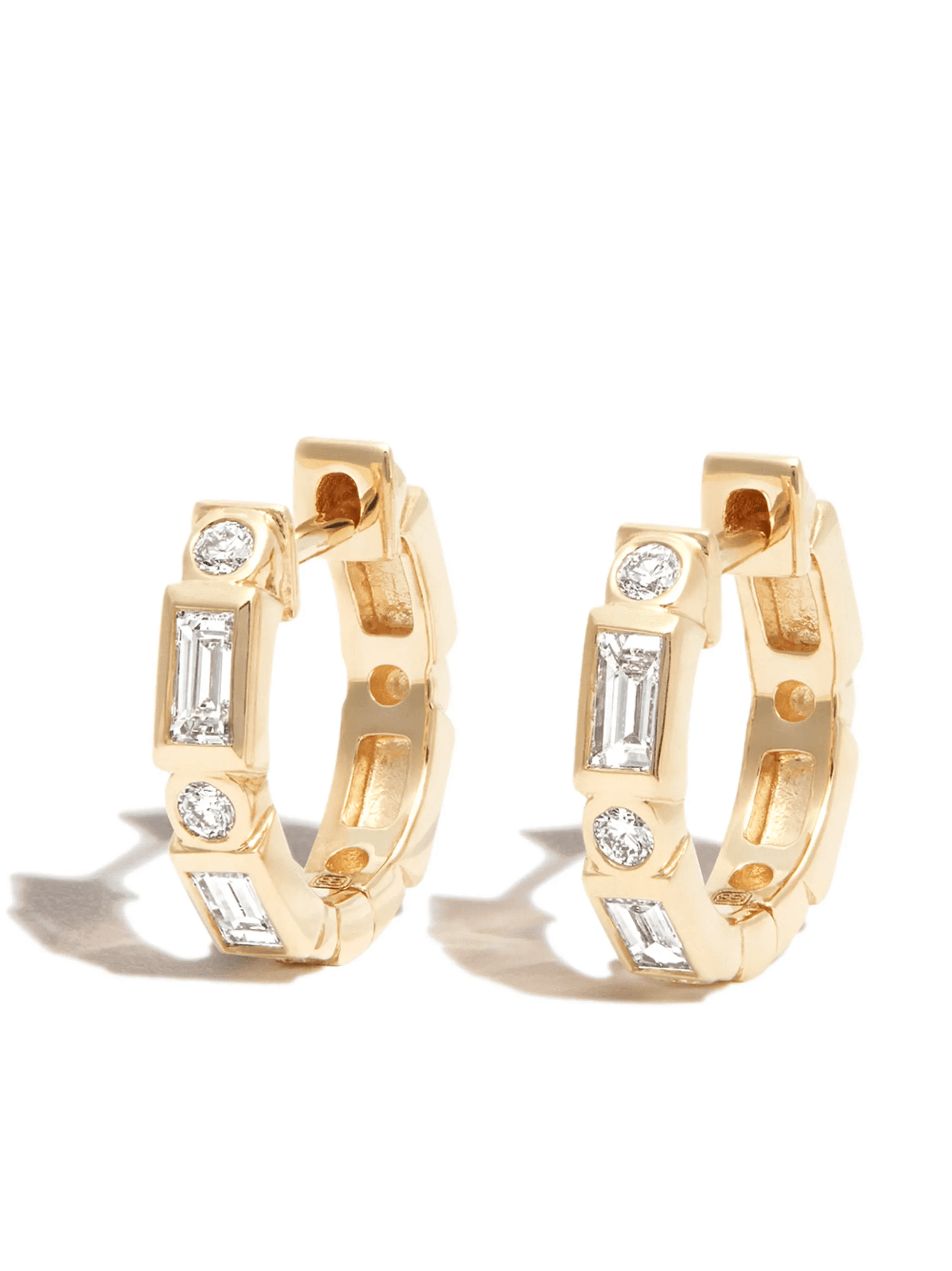 14kt yellow gold diamond huggie earrings - Image 1