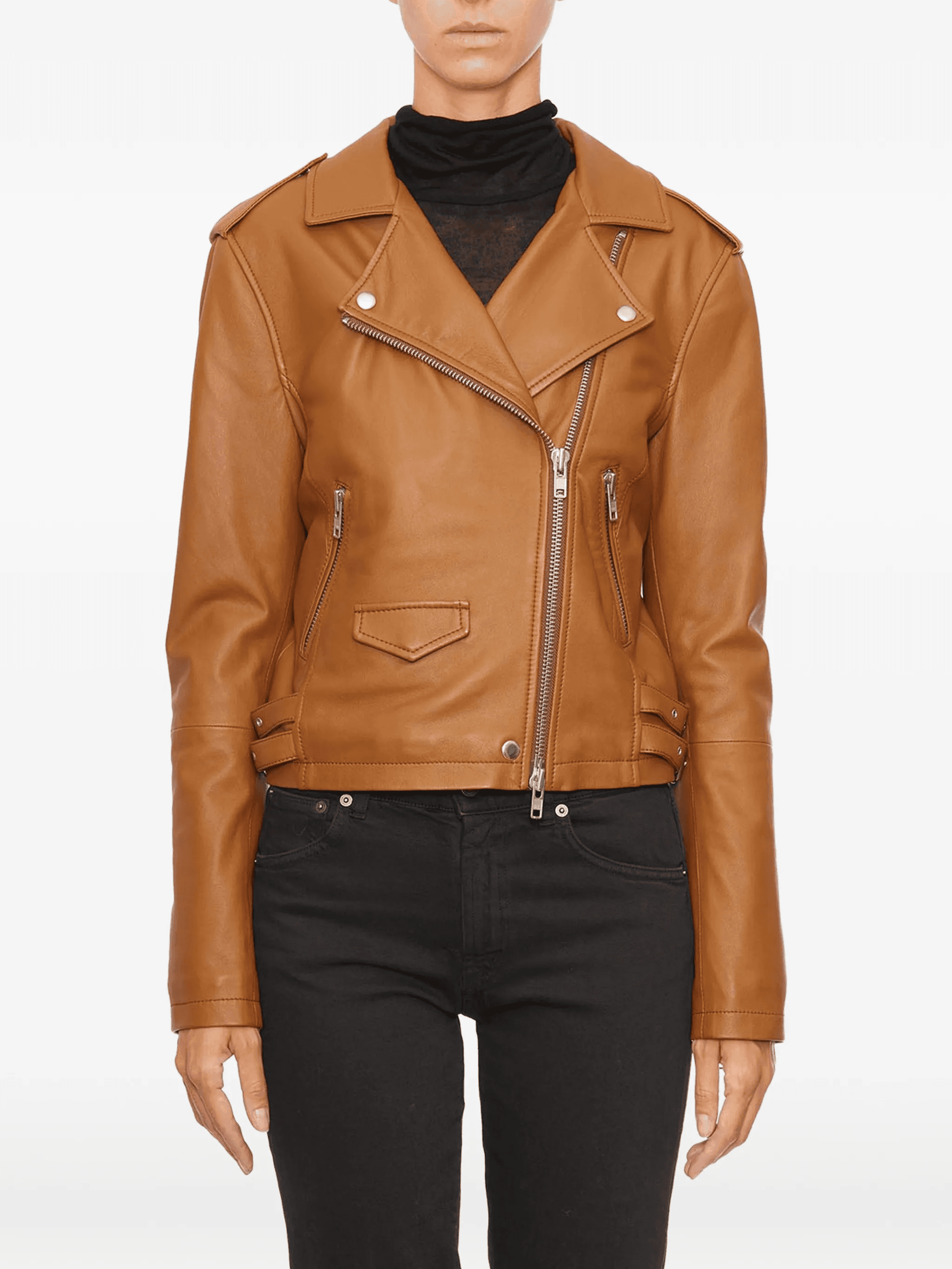 zipped leather jacket - Image 1