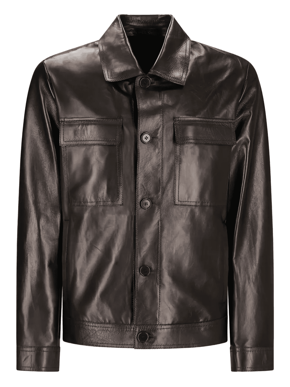 leather shirt jacket - Image 1