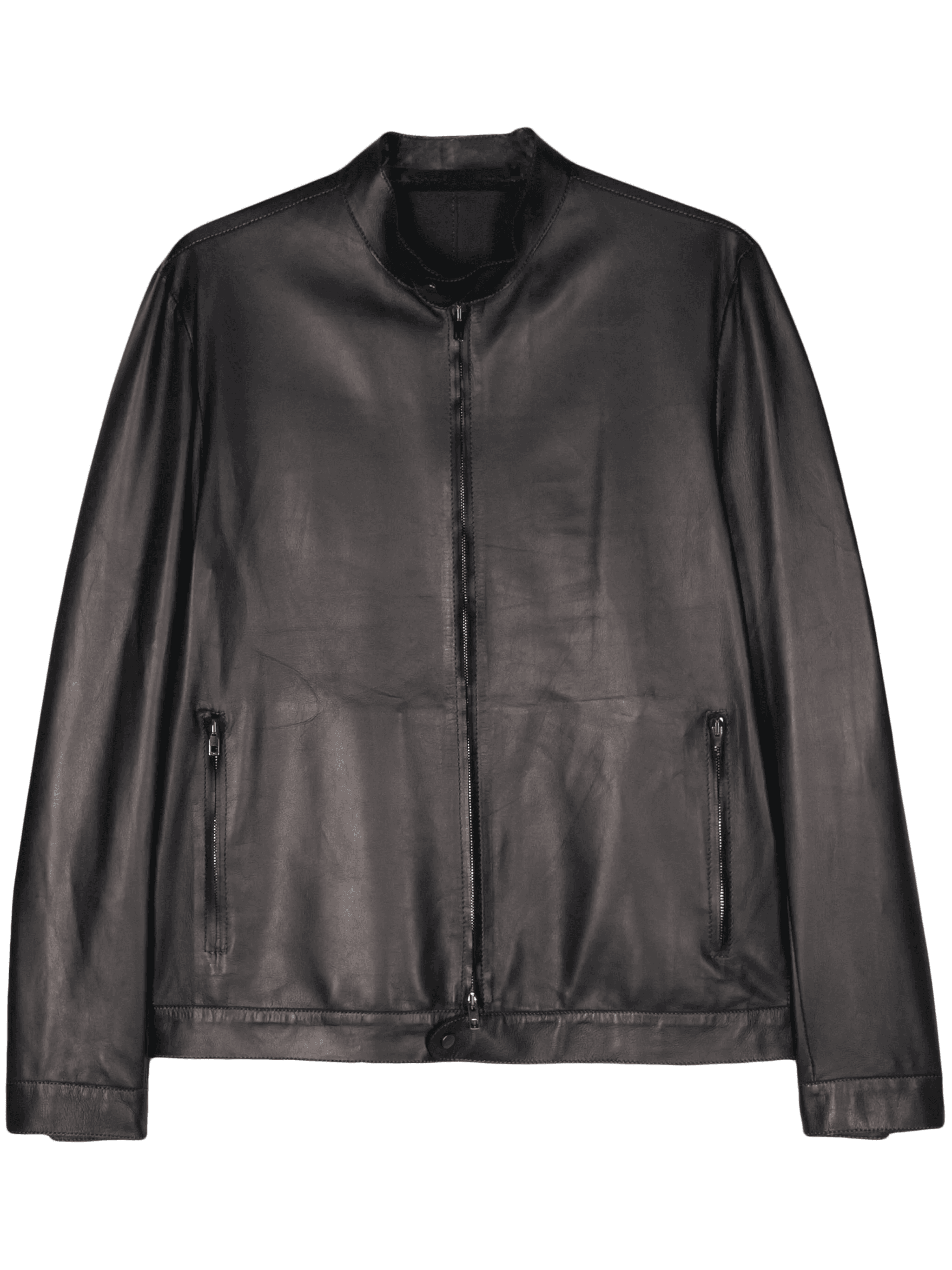 zip-up leather jacket - Image 1