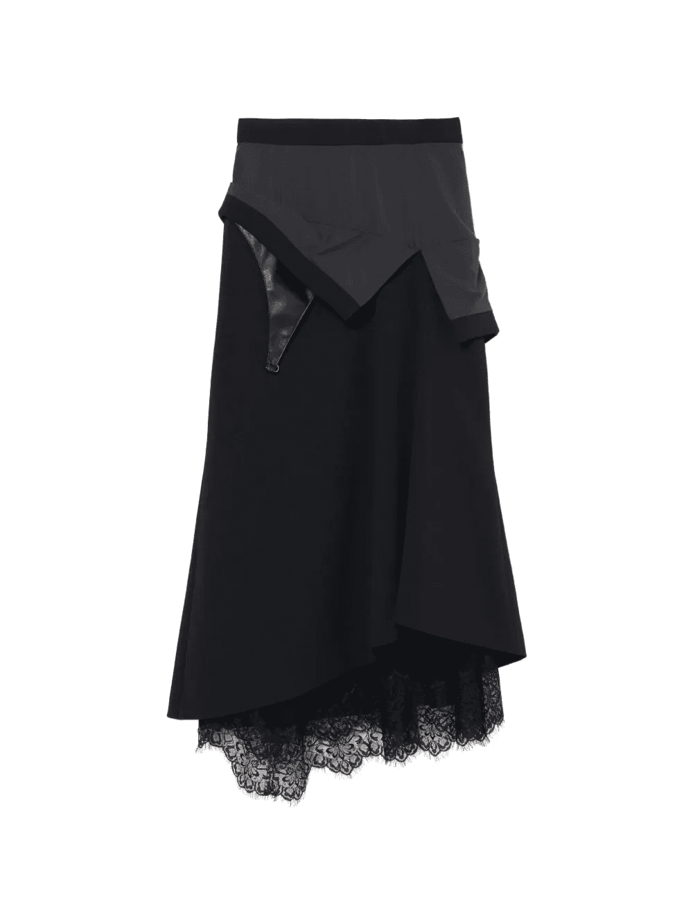 lace-trim maxi layered skirt - Image 1