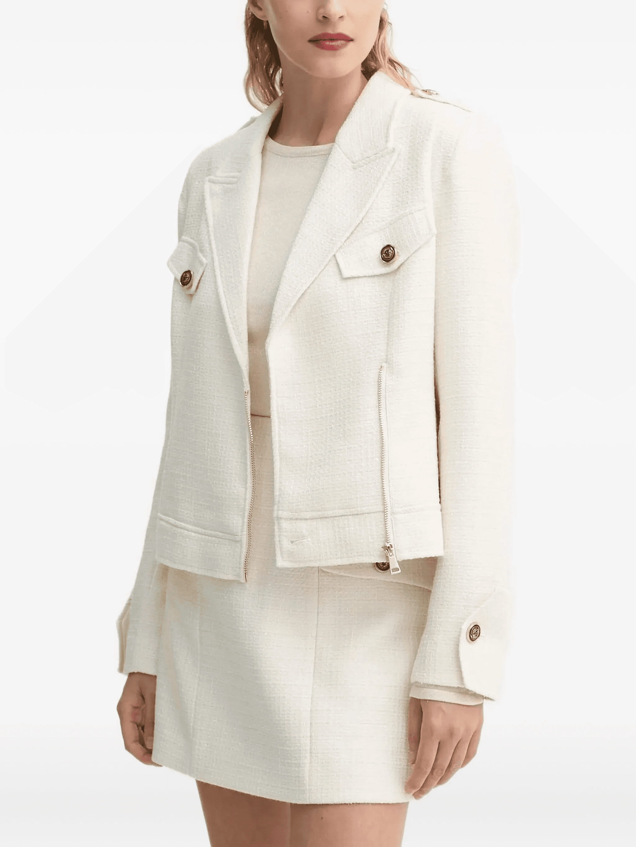 tweed zip-front jacket - Image 1