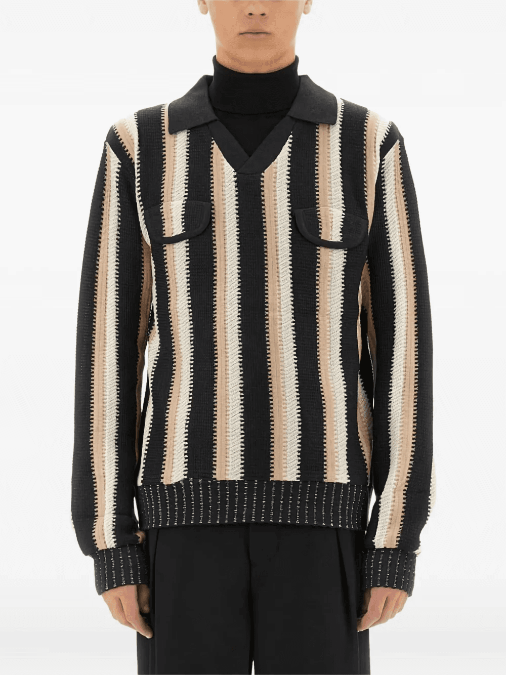 striped flap-pocket sweater - Image 1