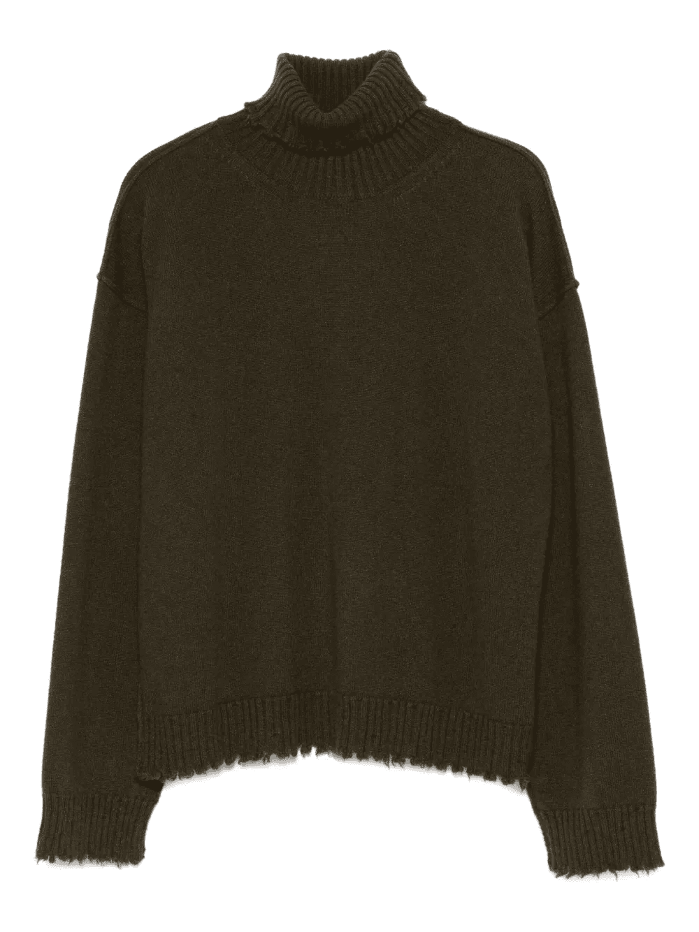 high-neck frayed-hem sweater - Image 1