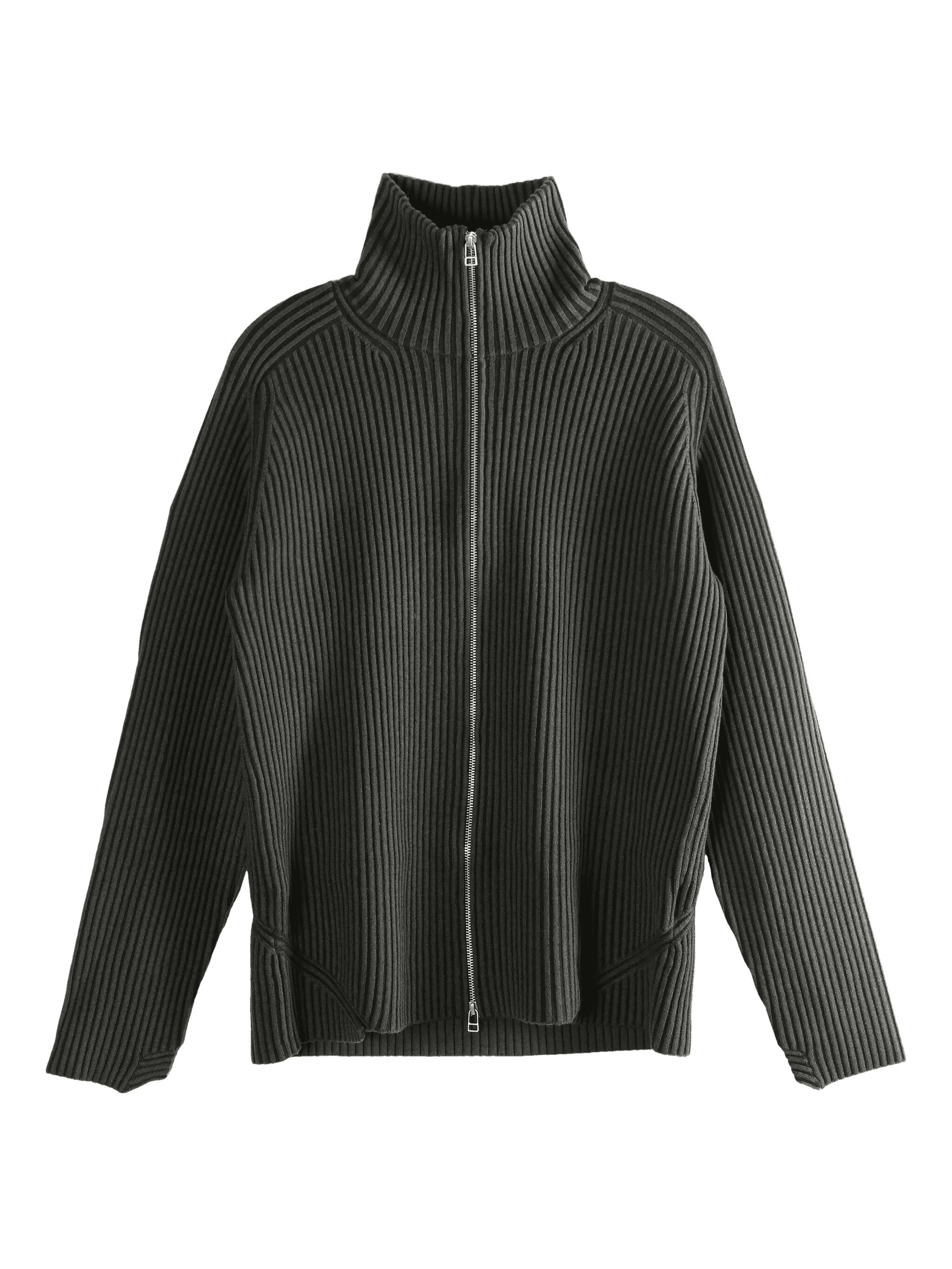 ribbed zip-up cardigan - Image 1